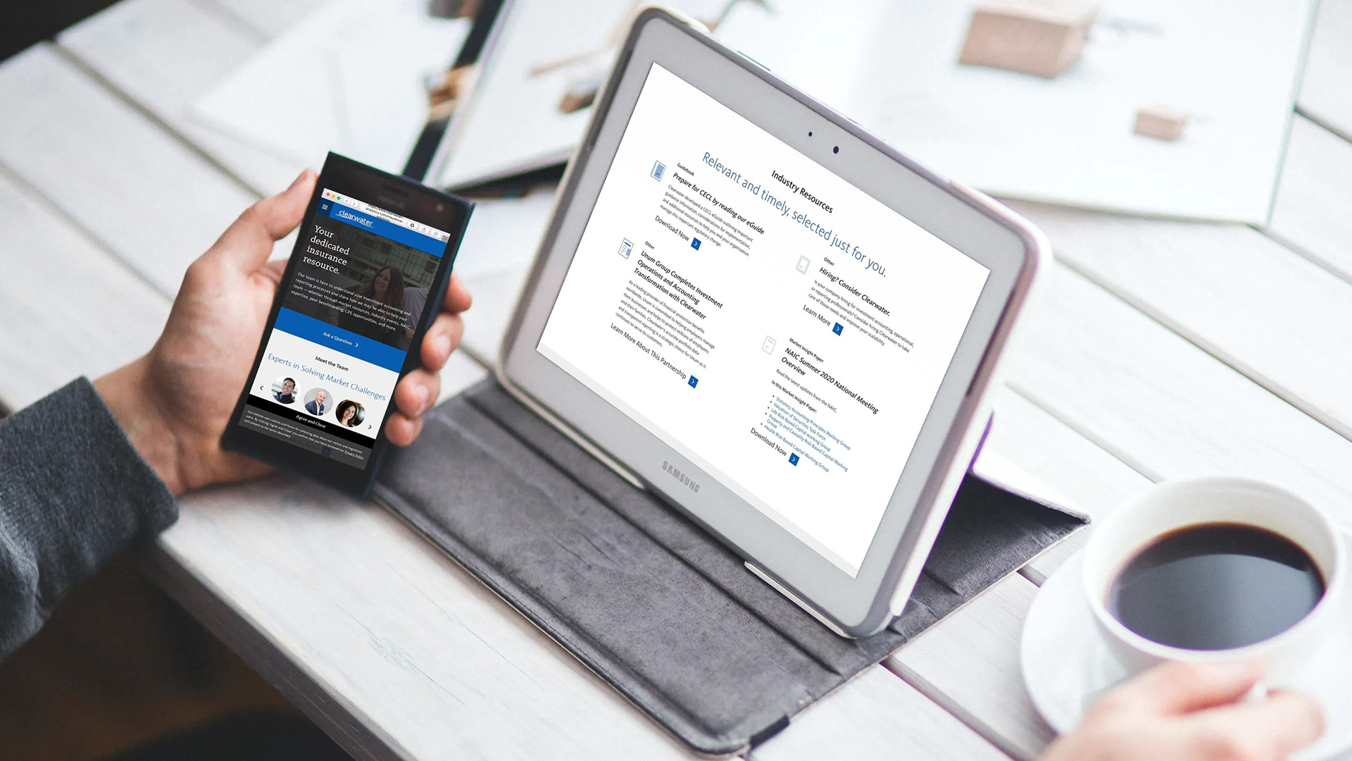 Insurance ABM Landing page on tablet and mobile devices.
