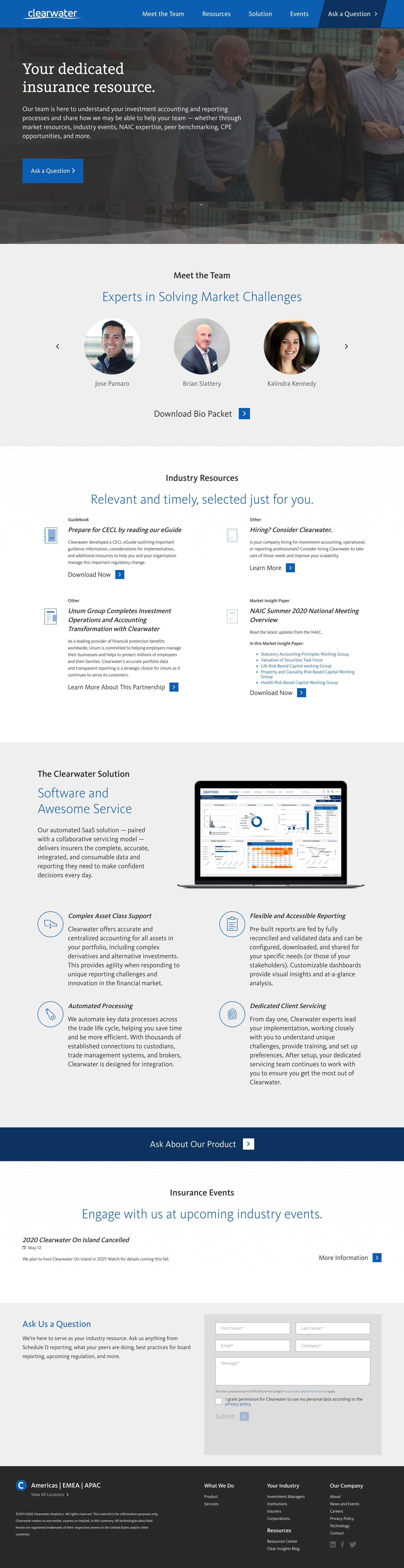 Full screenshot of the Enterprise Insurance ABM landing page.