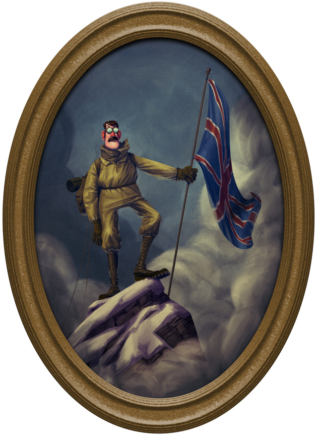 Mountain climber painting hanging on Optimates Club wall