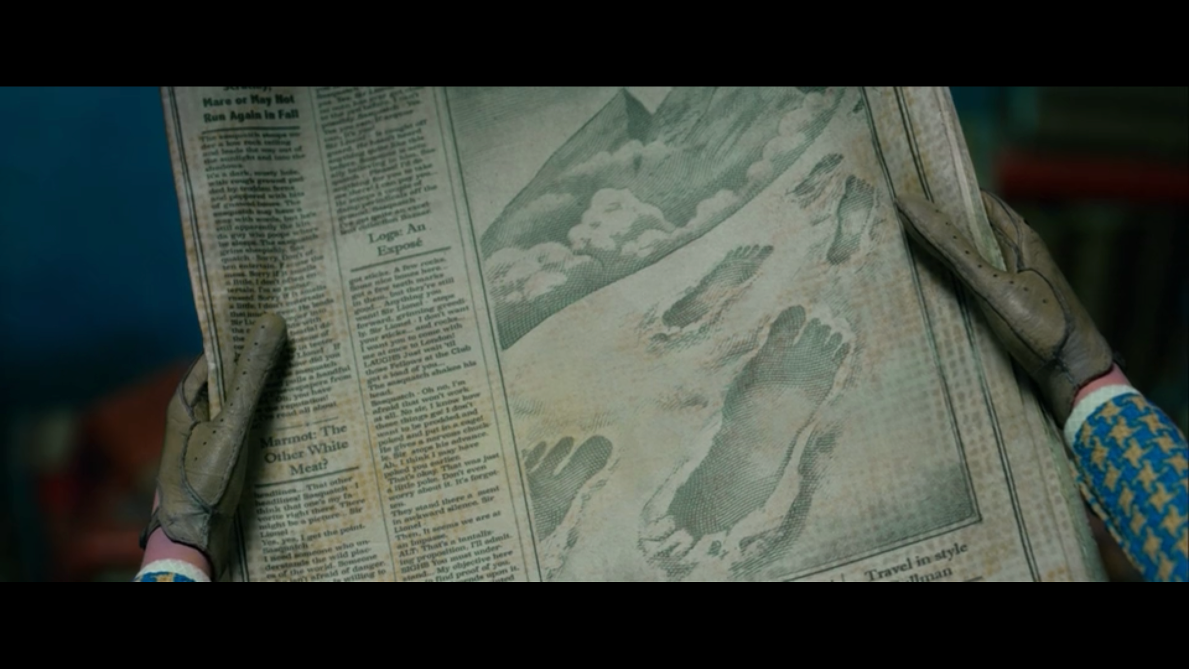 Film still from interior Sasquatch cave