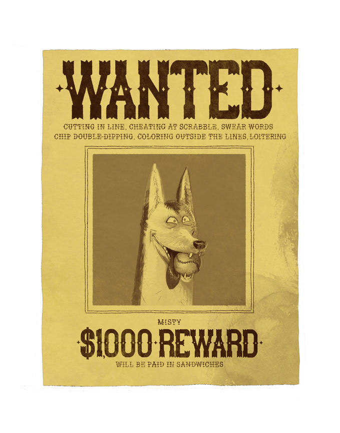 Wanted poster design, writing and lettering