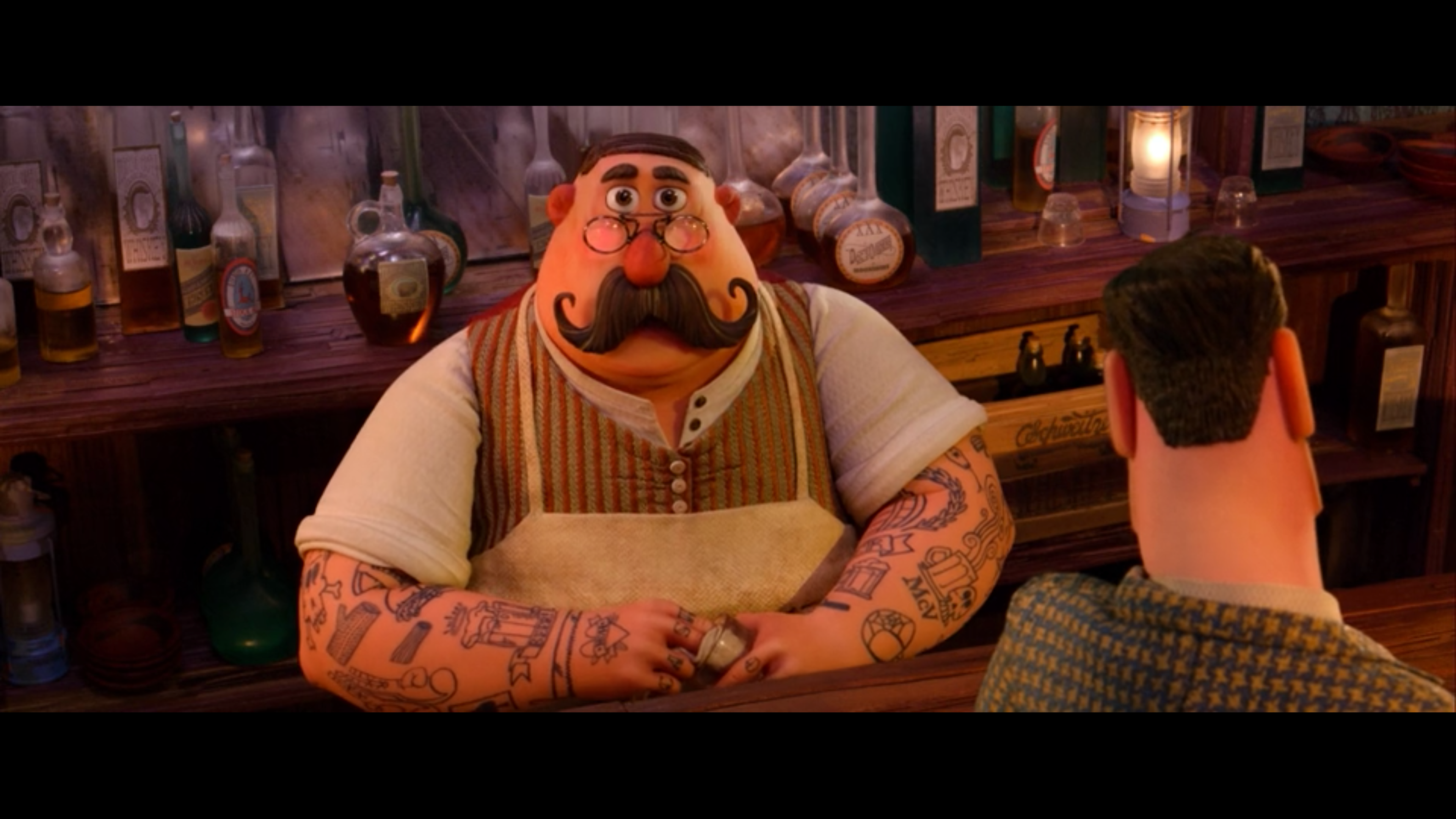 Film still from interior McVitie's Saloon