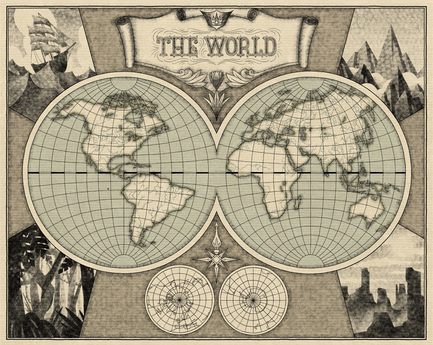 World map hanging on Optimates Club wall