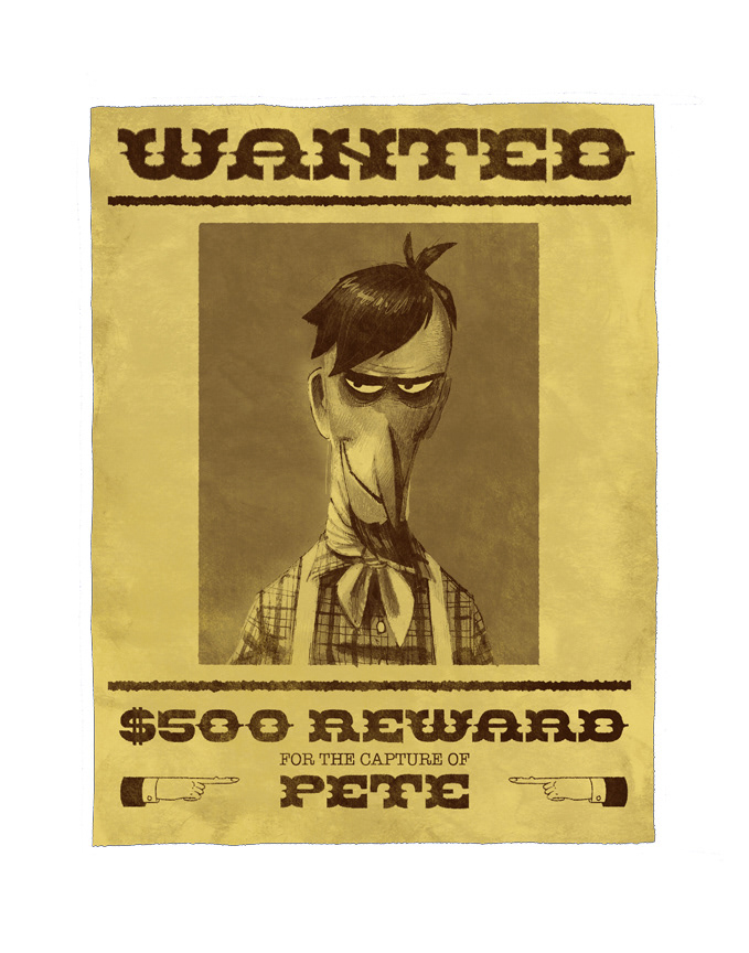 Wanted poster design, writing and lettering