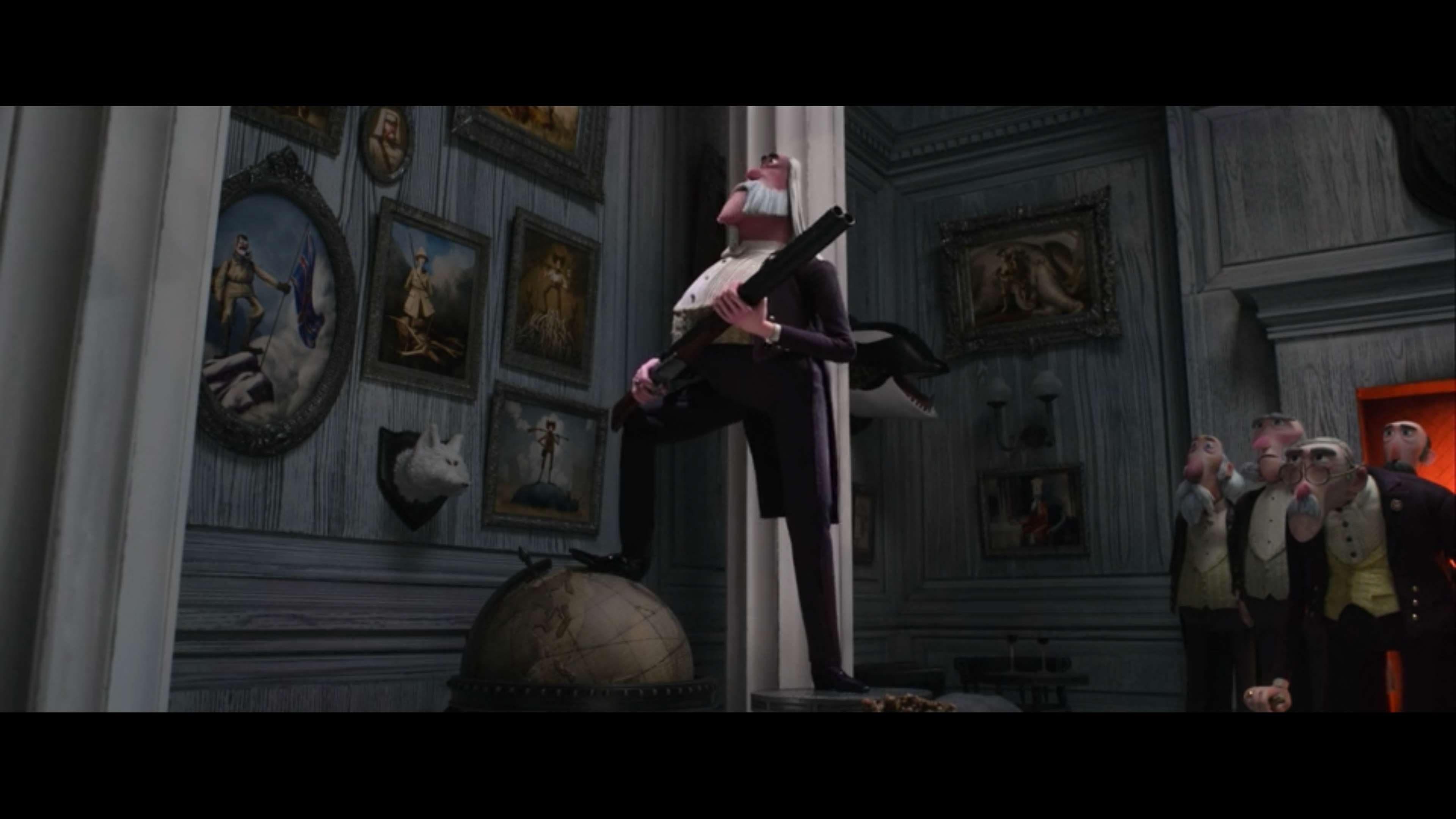 Film still from interior Optimates Club Room
