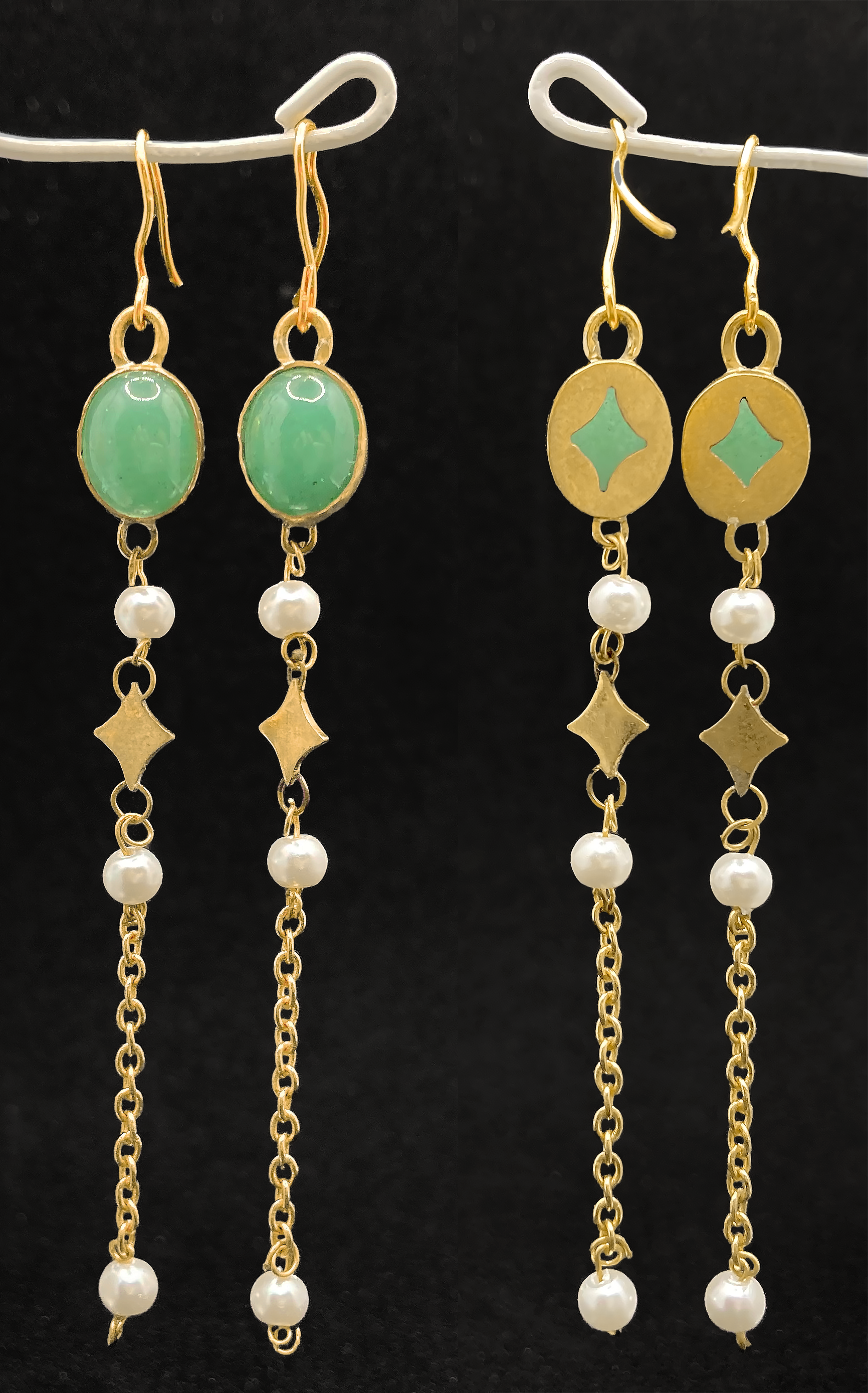 Star Earrings, Bronze, Aventurine
