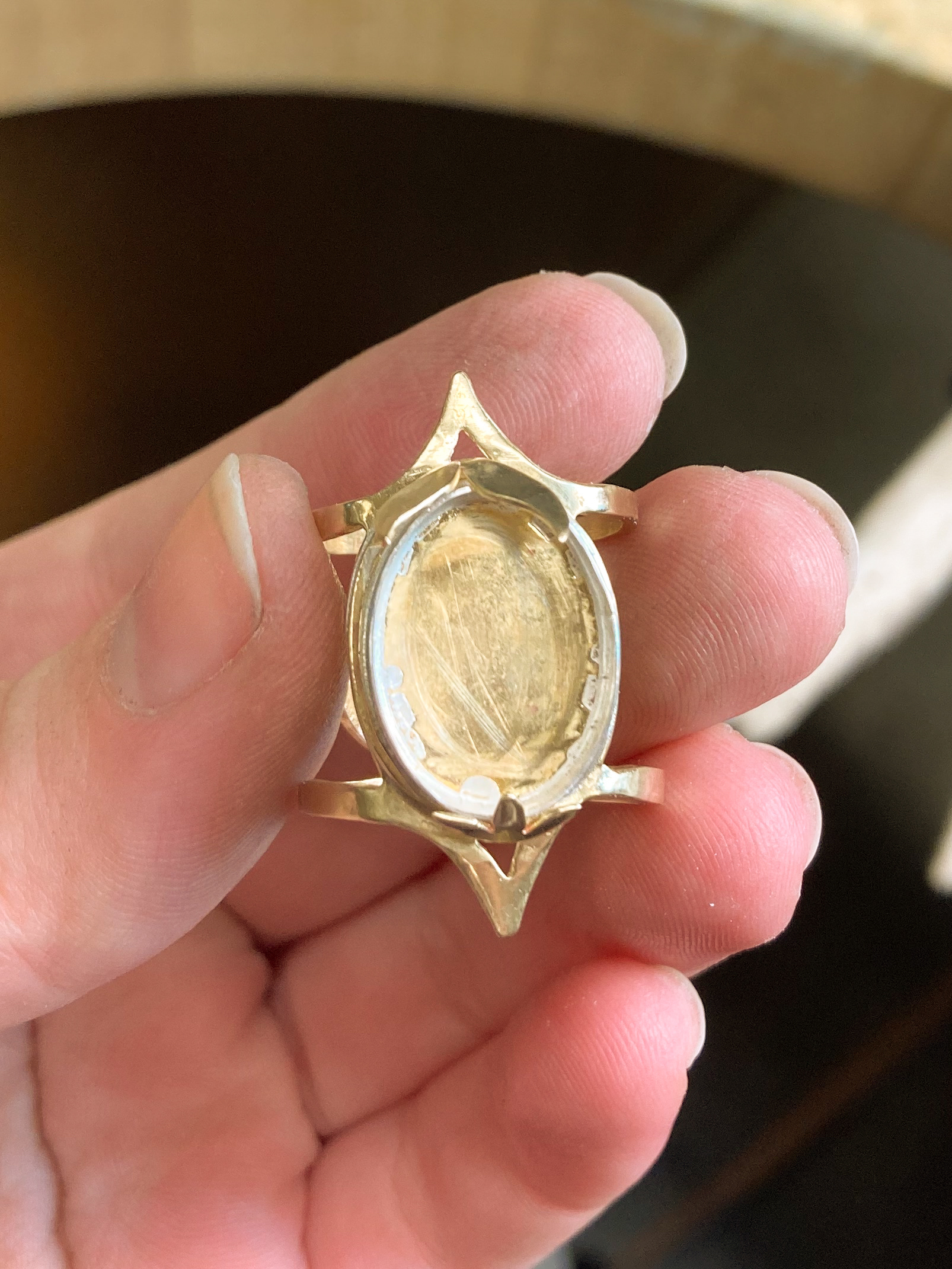 Bezel soldered to ring base