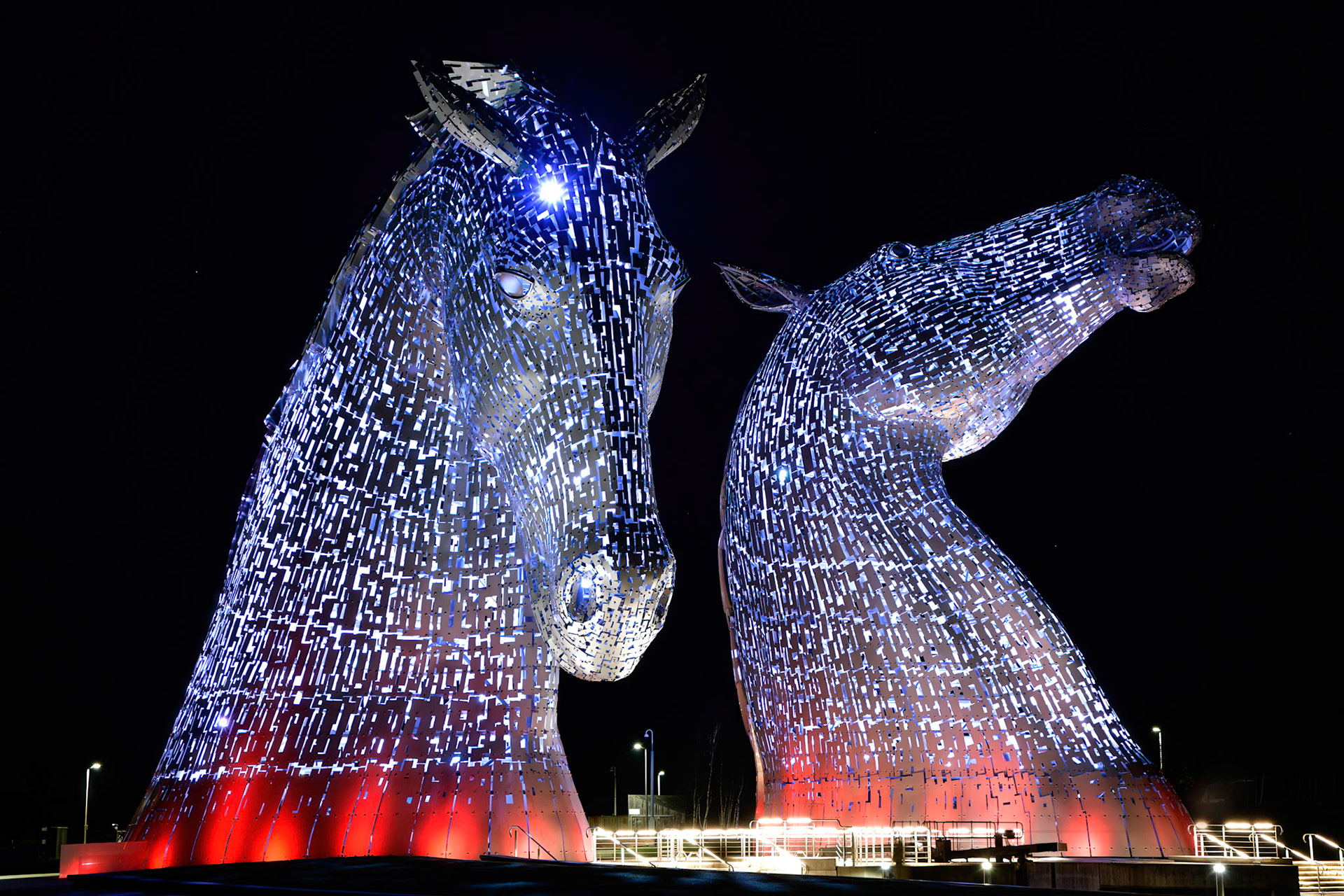 The Kelpies at night