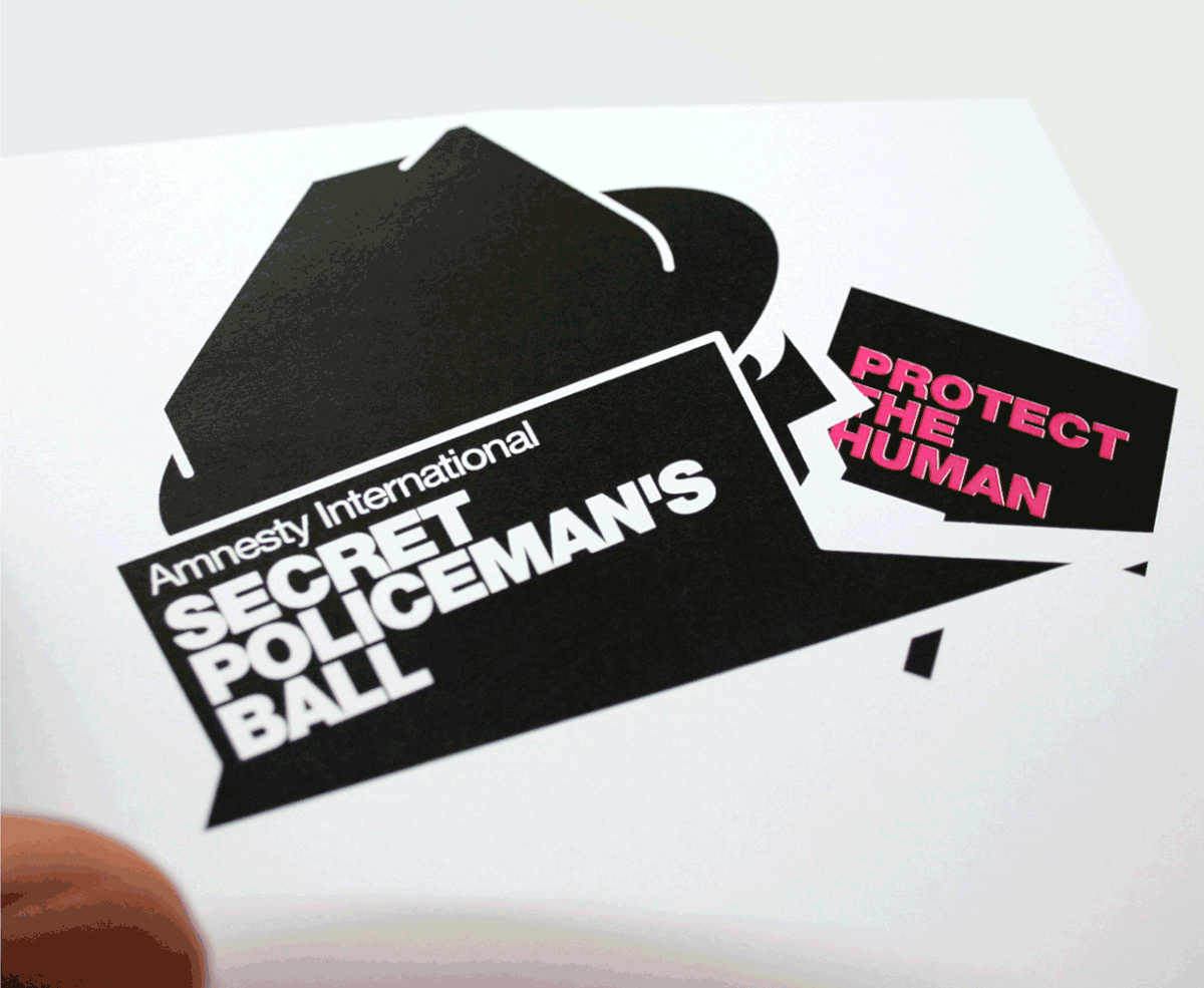 Branding design for Amensty International's Secret Policeman's Ball.