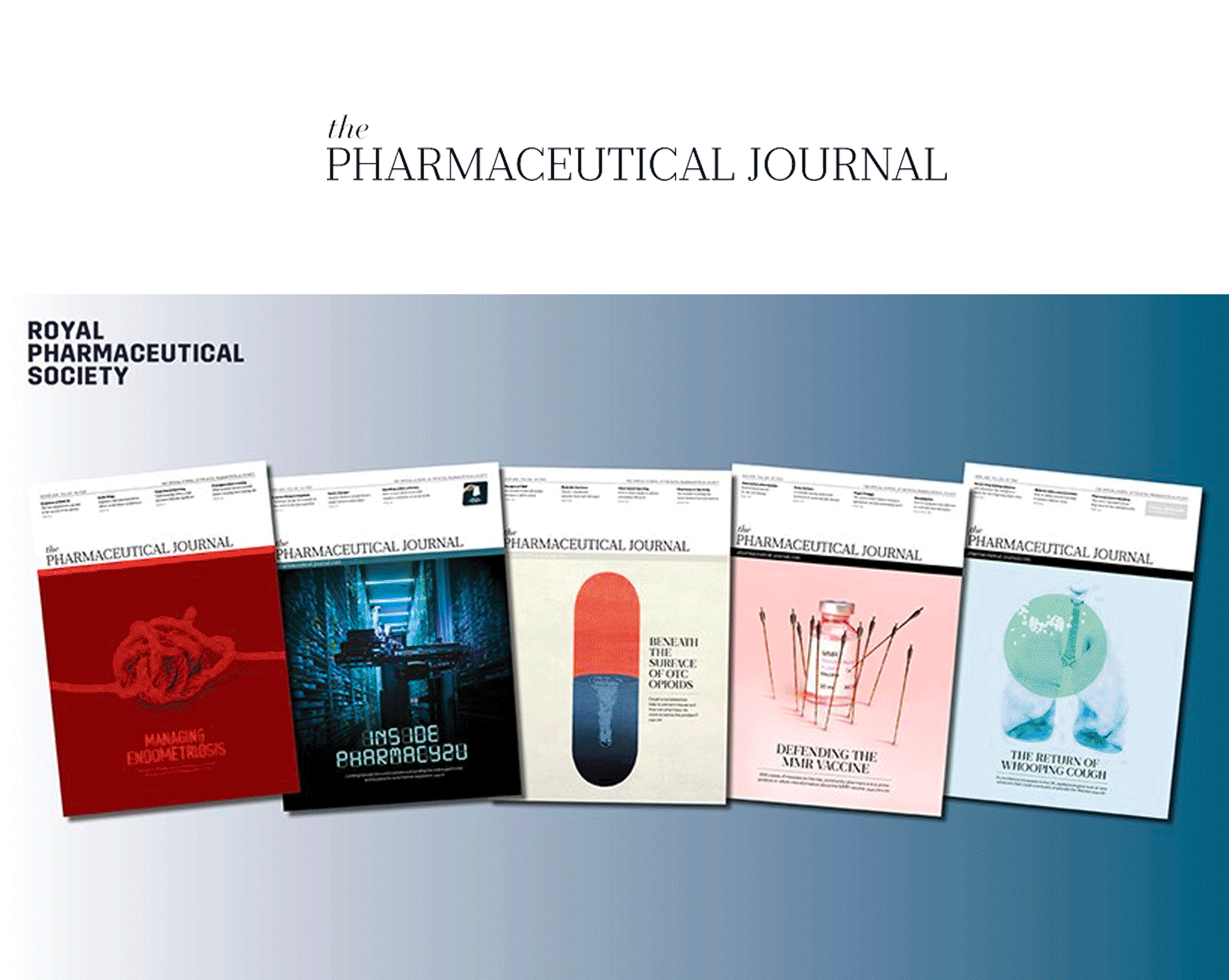 A selection of pharmaceutical infographics showing pathologies and treatments for The Pharmaceutical Journal 2022-23