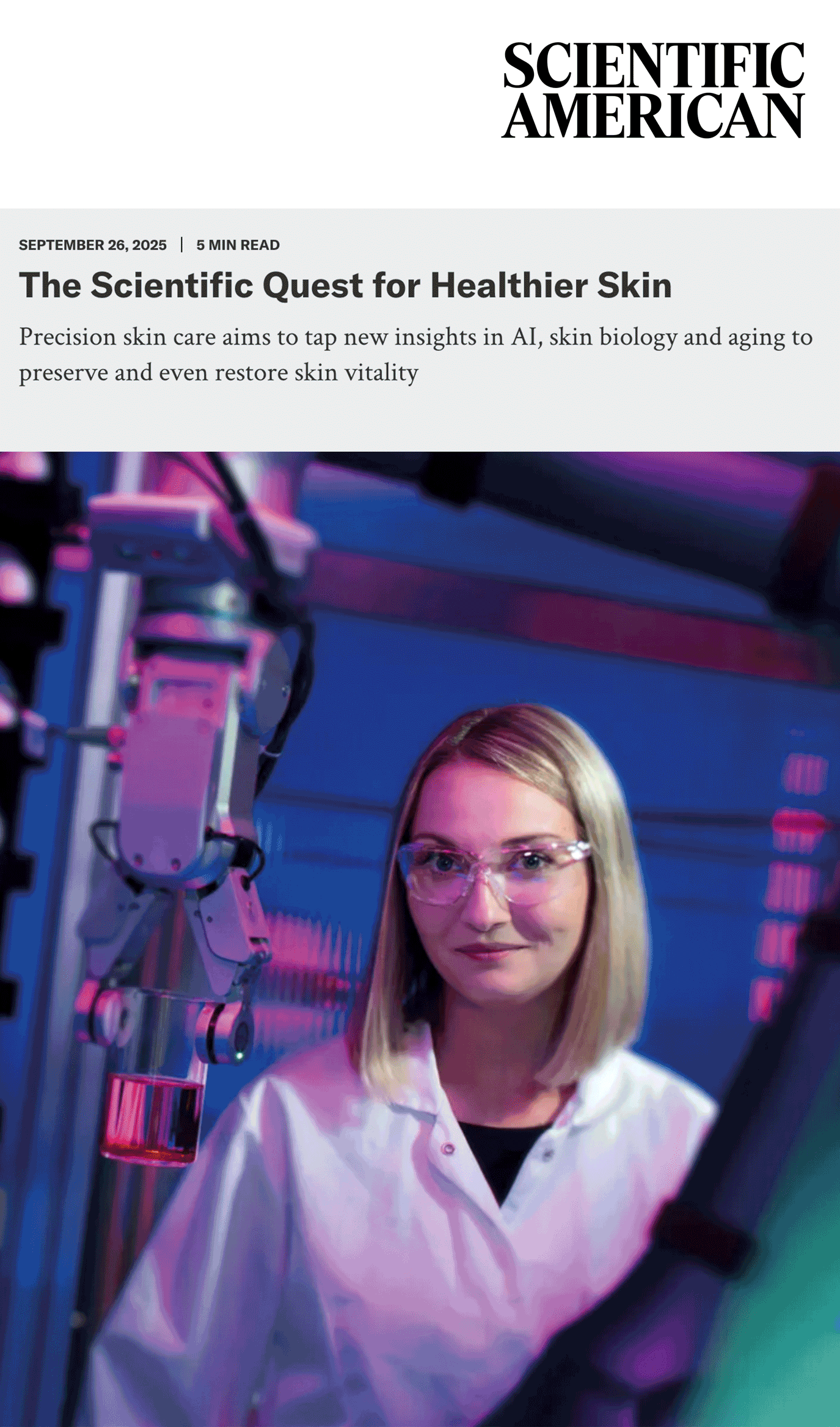 Advertorial feature for Loreal, published in Scientific American