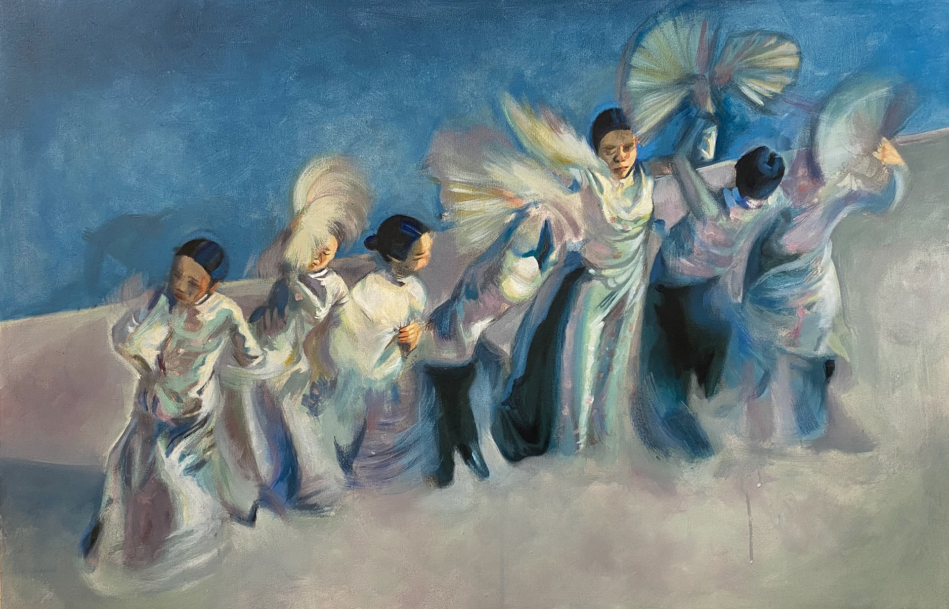 Painting of Chiron Duong's 'Ao Dai' photography / Acrylic on canvas / 23.5" x 36" / 2024