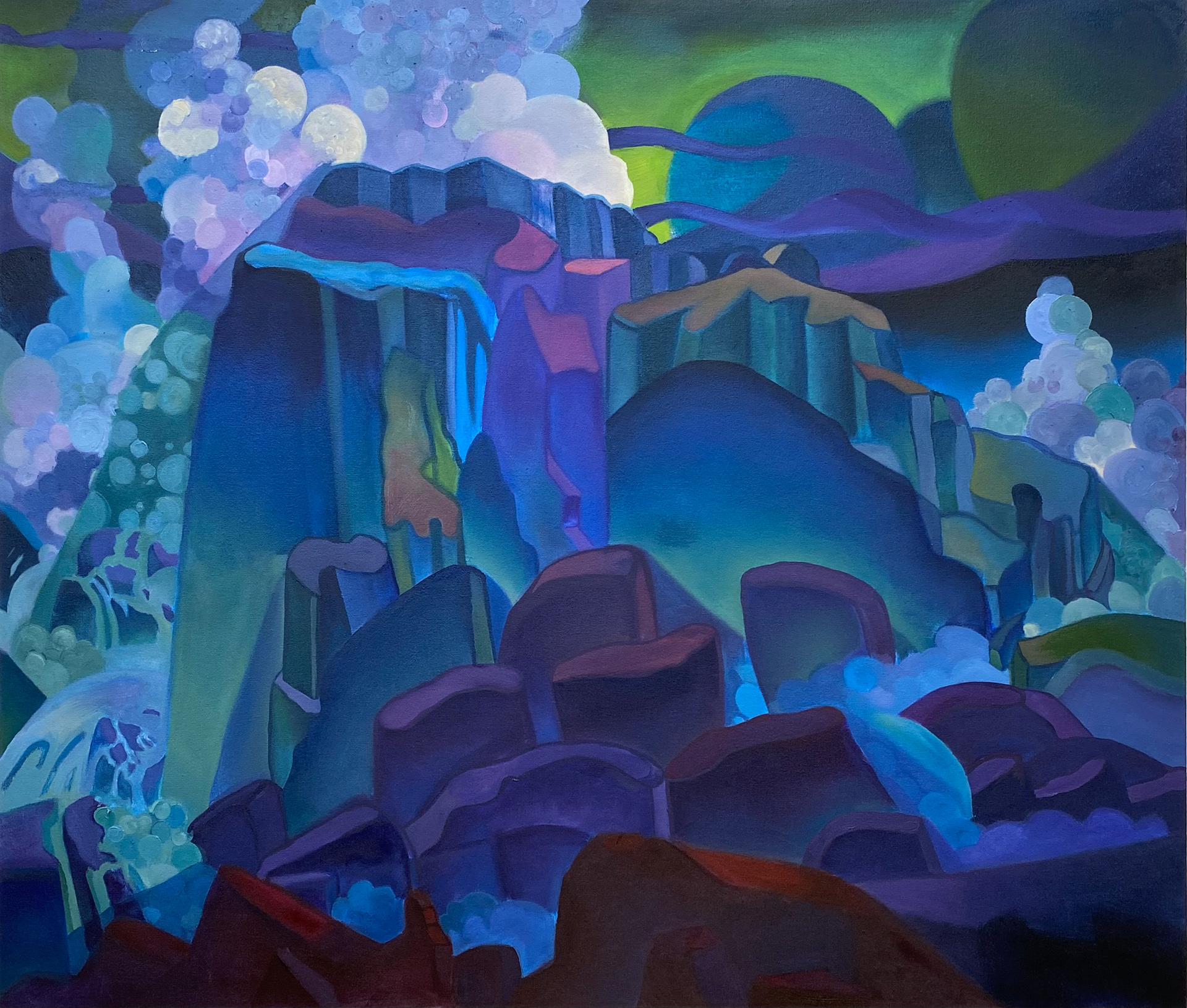Primary Copy - Rock at Sea / Oil paint on canvas / 35" x 41" / 2023