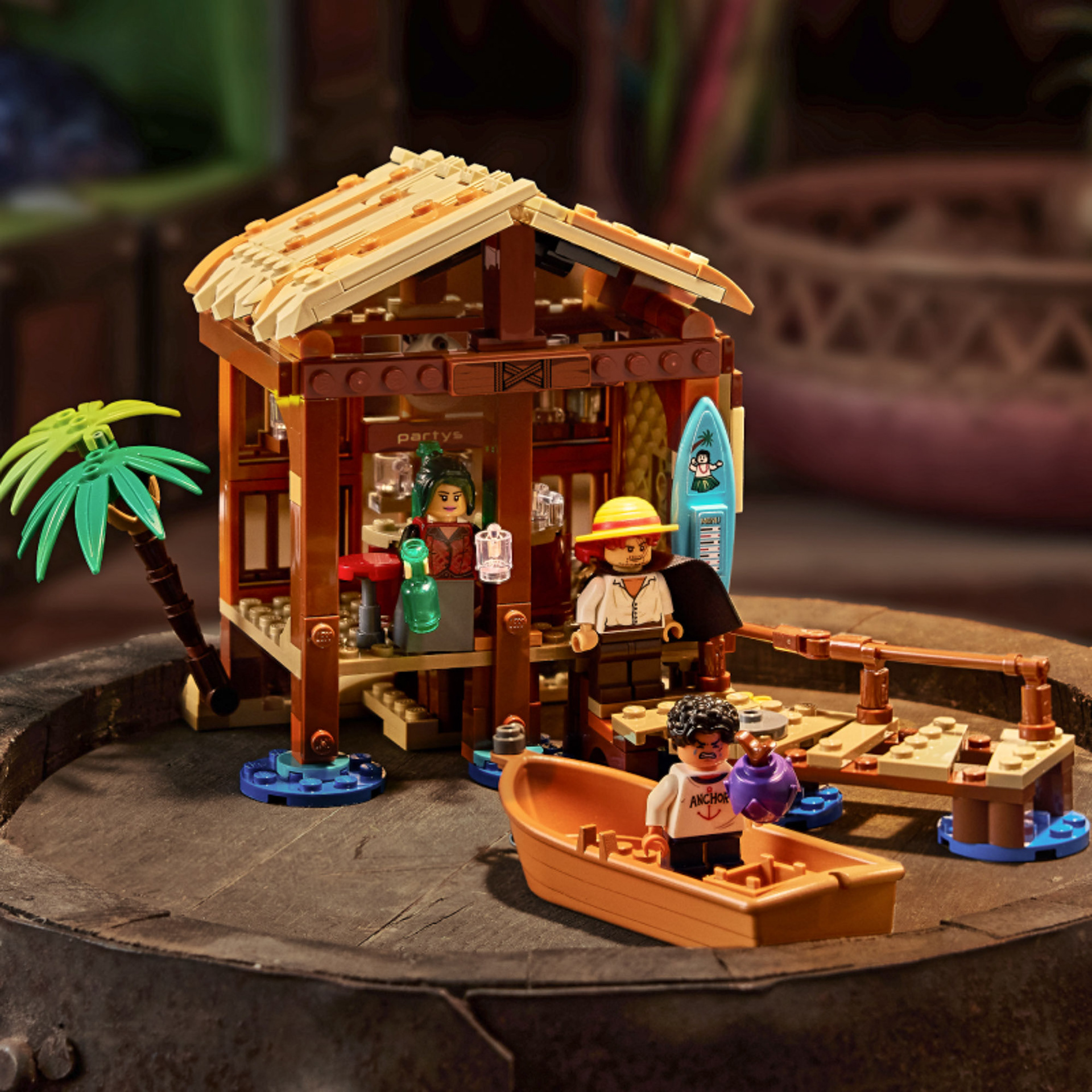 Partys Bar: Utilising practical Windmill Village set lighting.