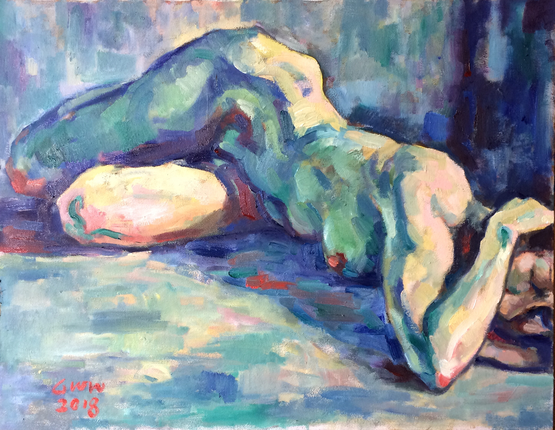 Girl sleeping (oil on canvas)