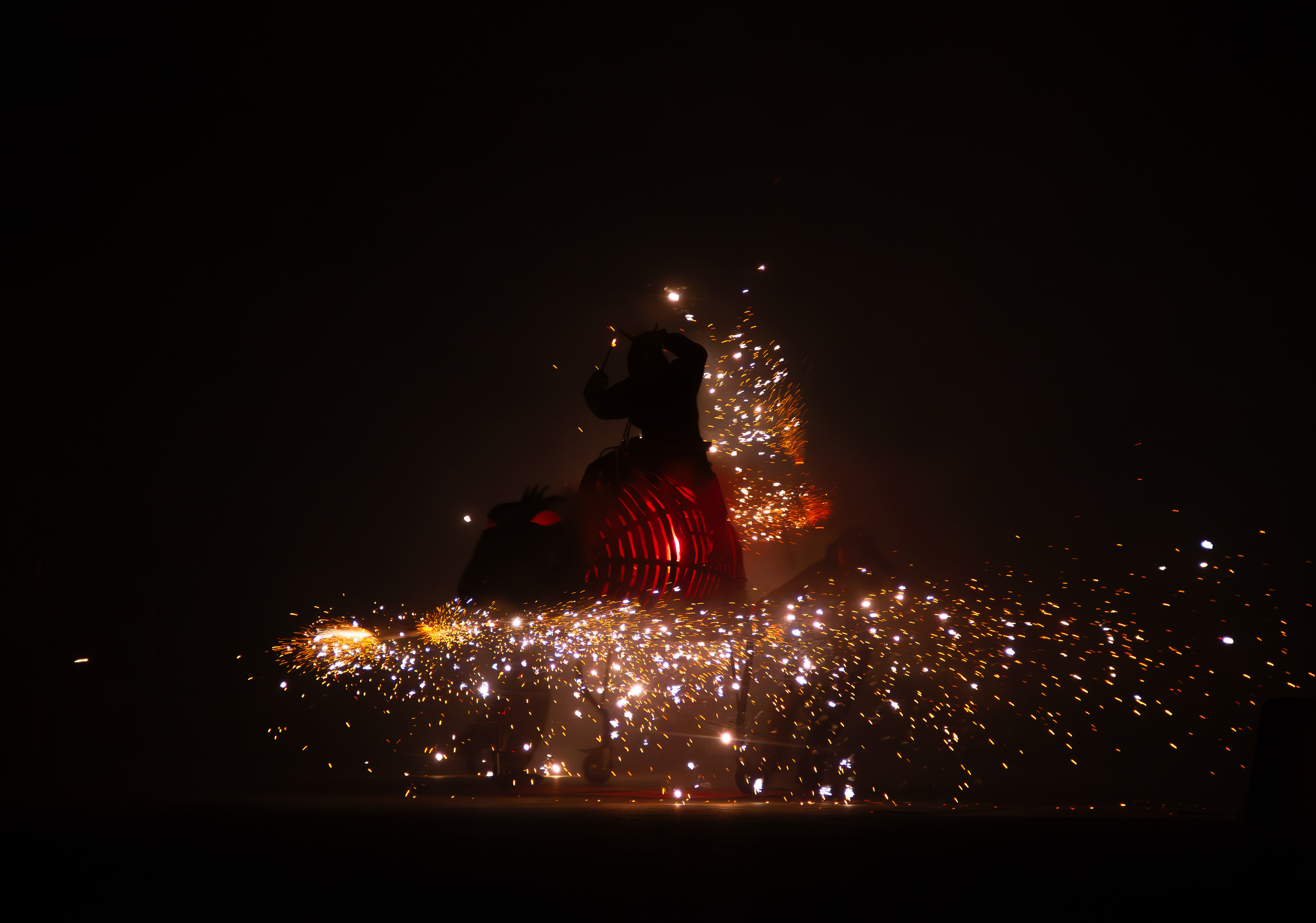 Correfocs, traditions catalanes, 14 juillet 2023, Elne, Pyrénées-Orientales