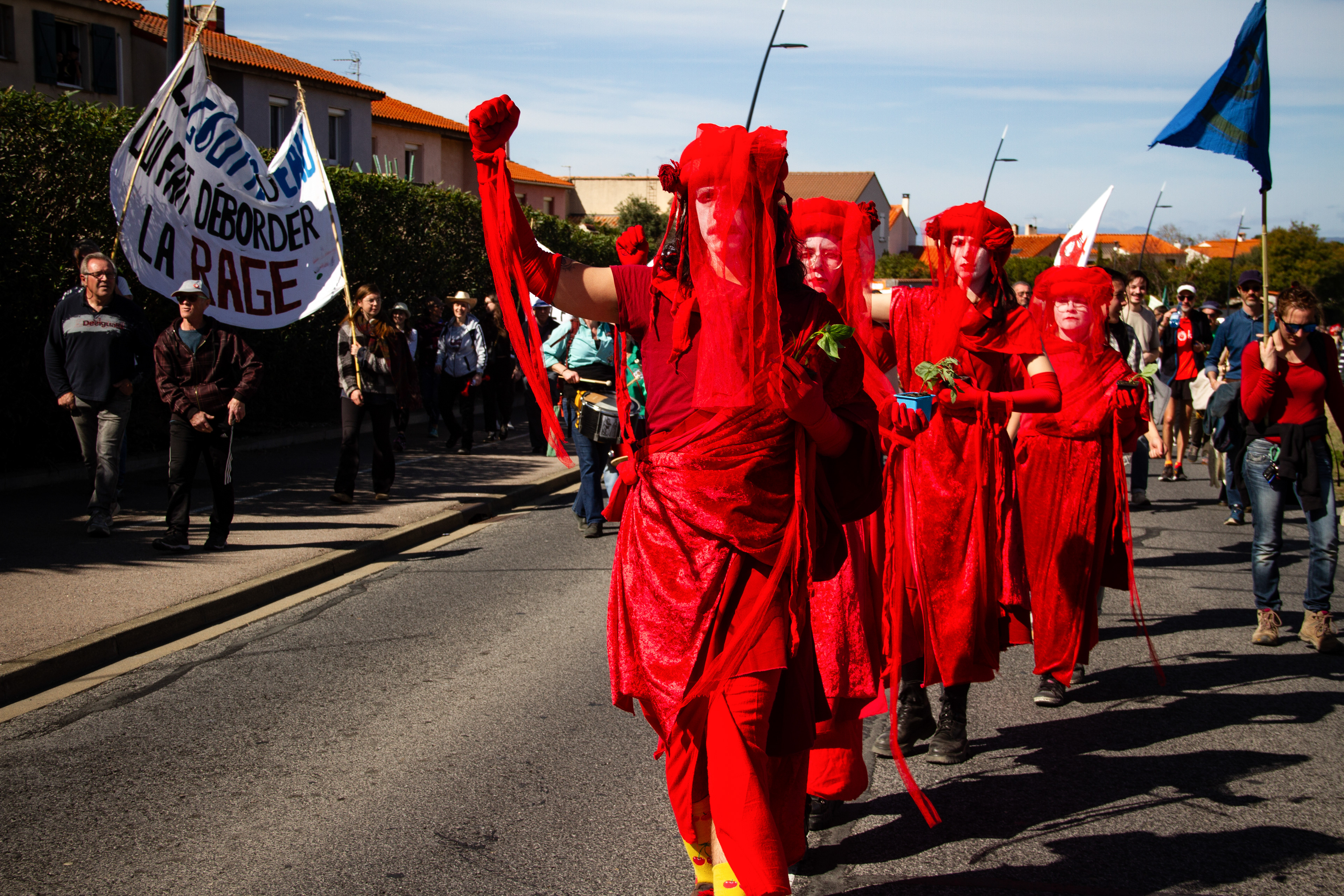 Manifestation contre le projet de golf à Villeneuve-de-la-raho, Pyrénées-Orientales, mars 2024