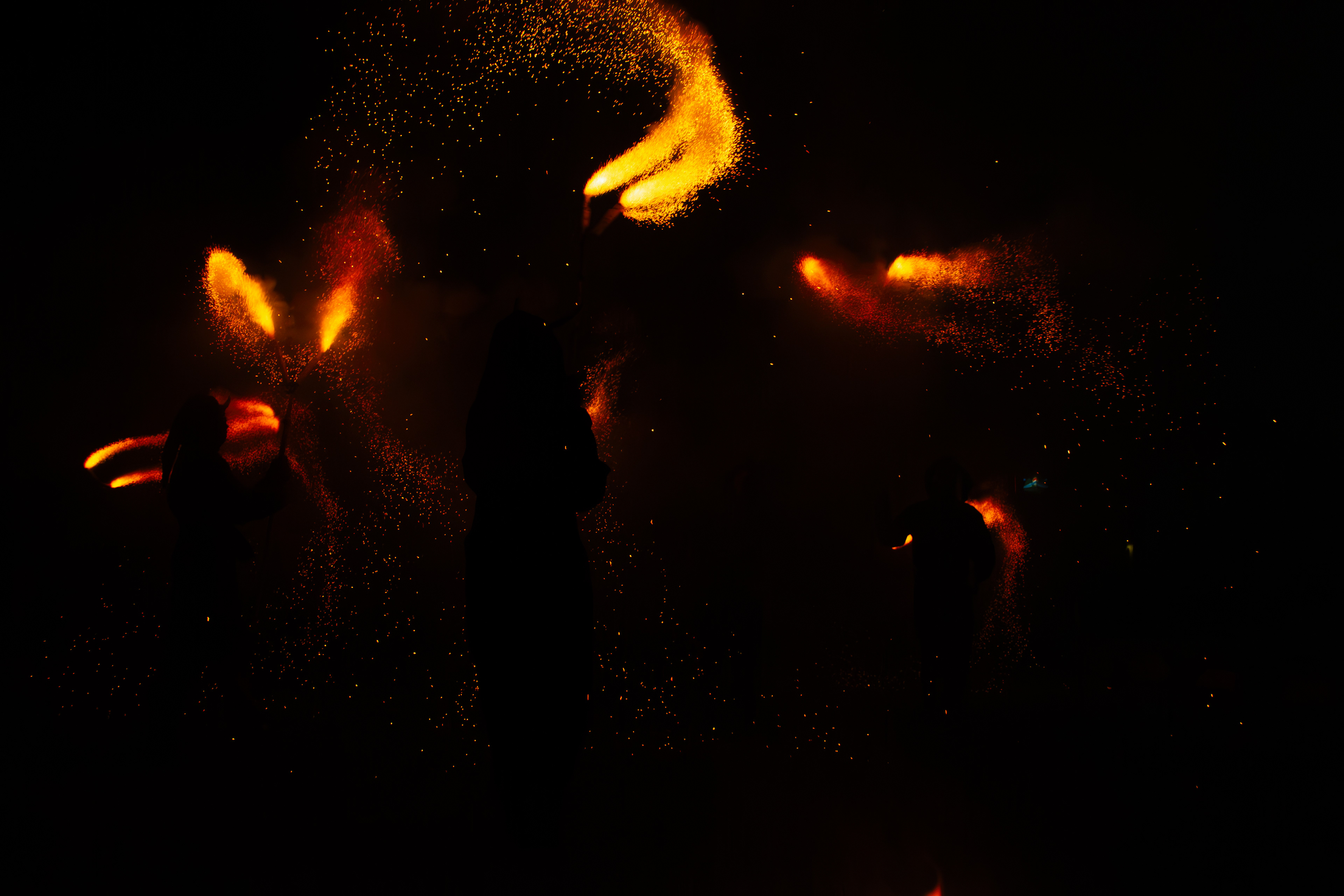 Correfocs, traditions catalanes, 14 juillet 2023, Elne, Pyrénées-Orientales