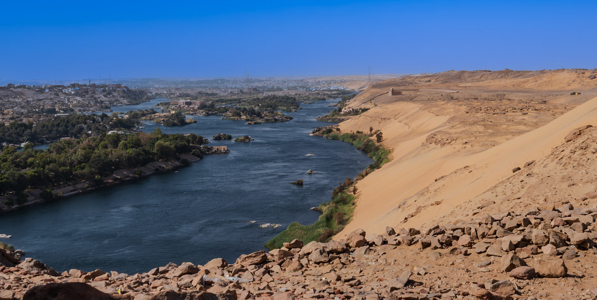 Nile river from tombs of the nobles, Aswan