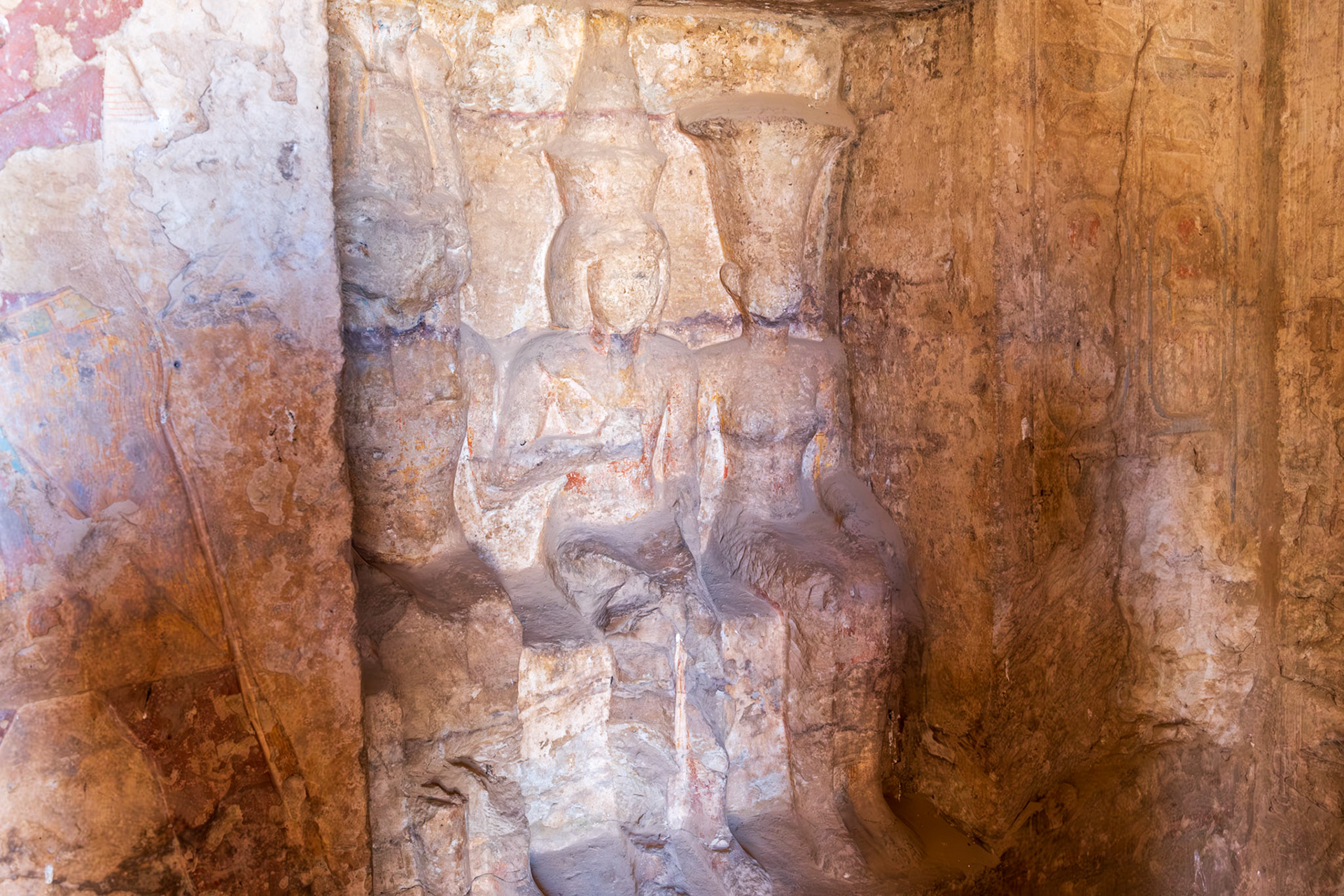 Niche showing Ramsesses II between Khnum and Anukis
