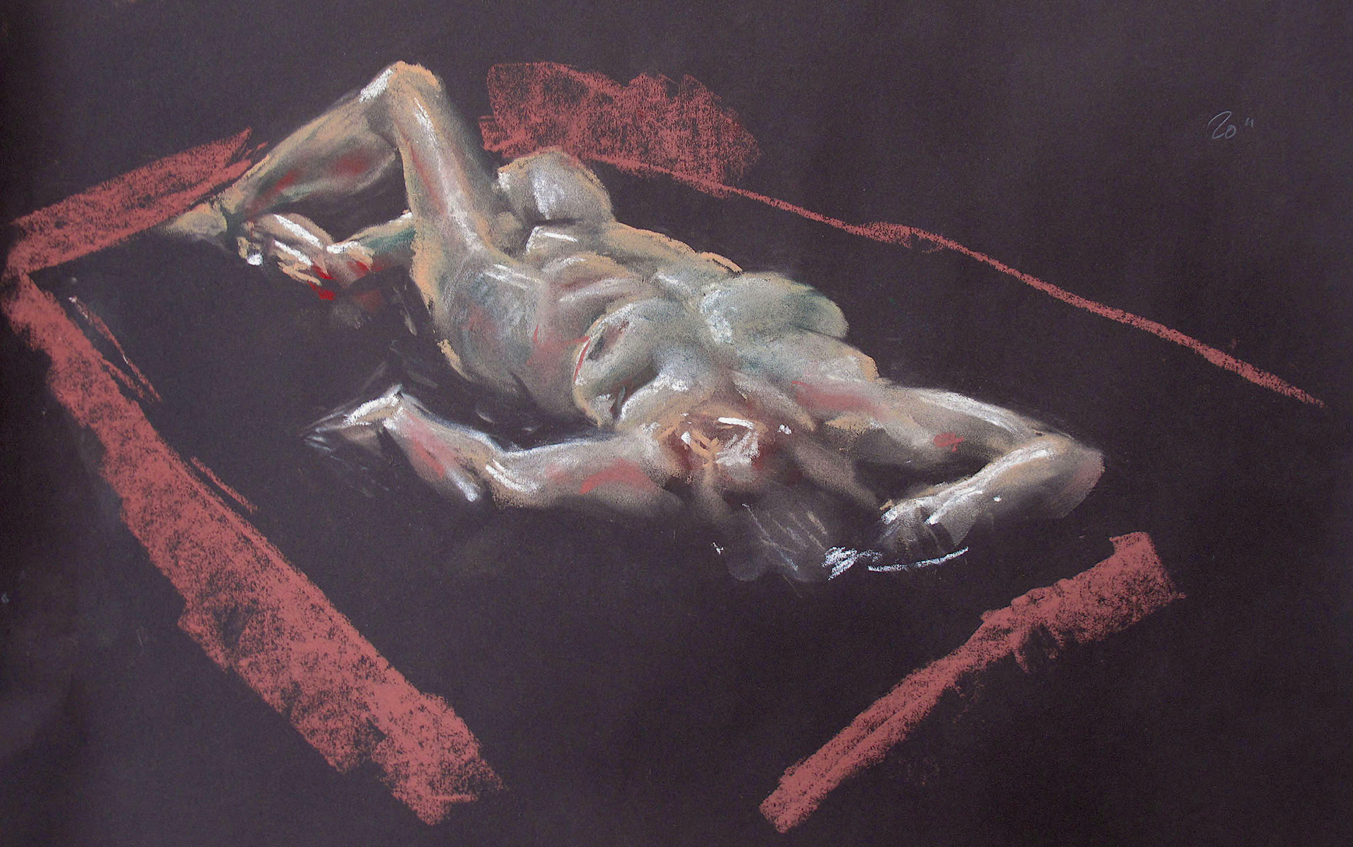 Sophie, pastel on black paper