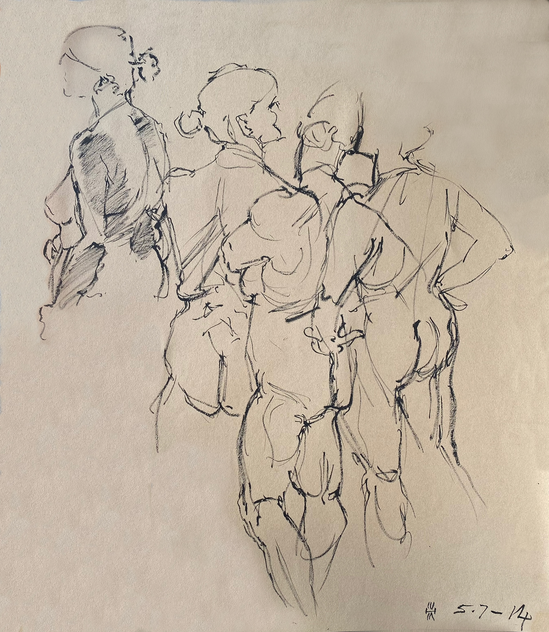 Mary in movement, brush pen