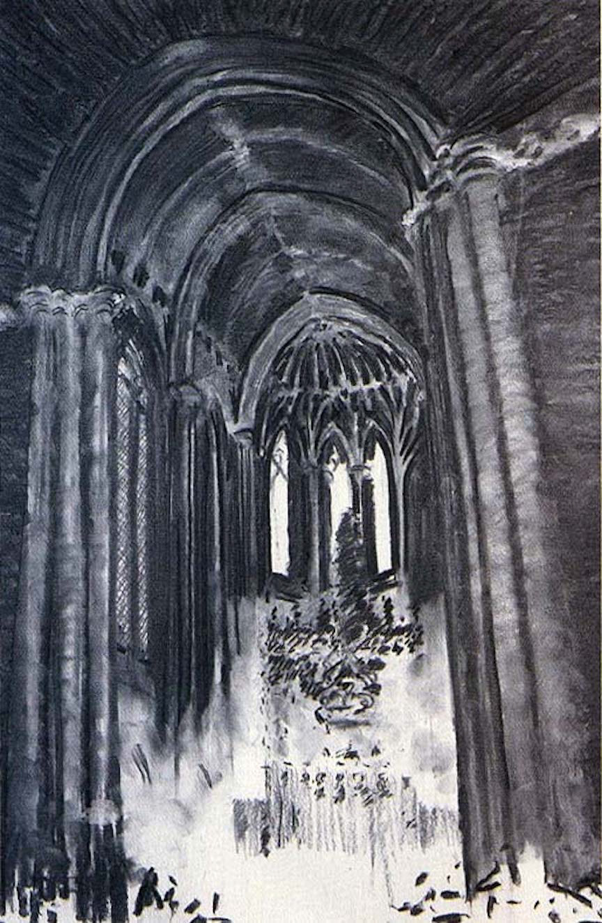 Marlborough College chapel, charcoal