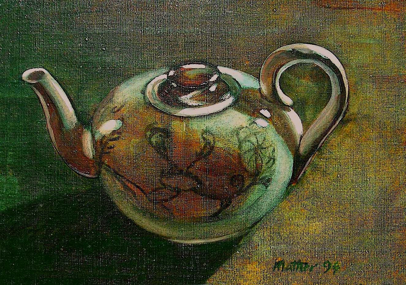 Tea time in 2 colours, oil