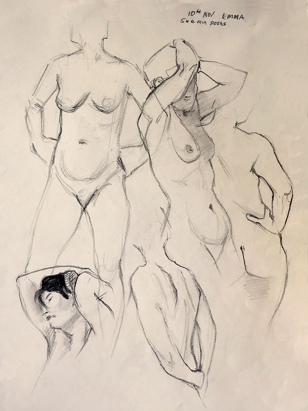 Emma, 5 x 4 minute poses, pencil