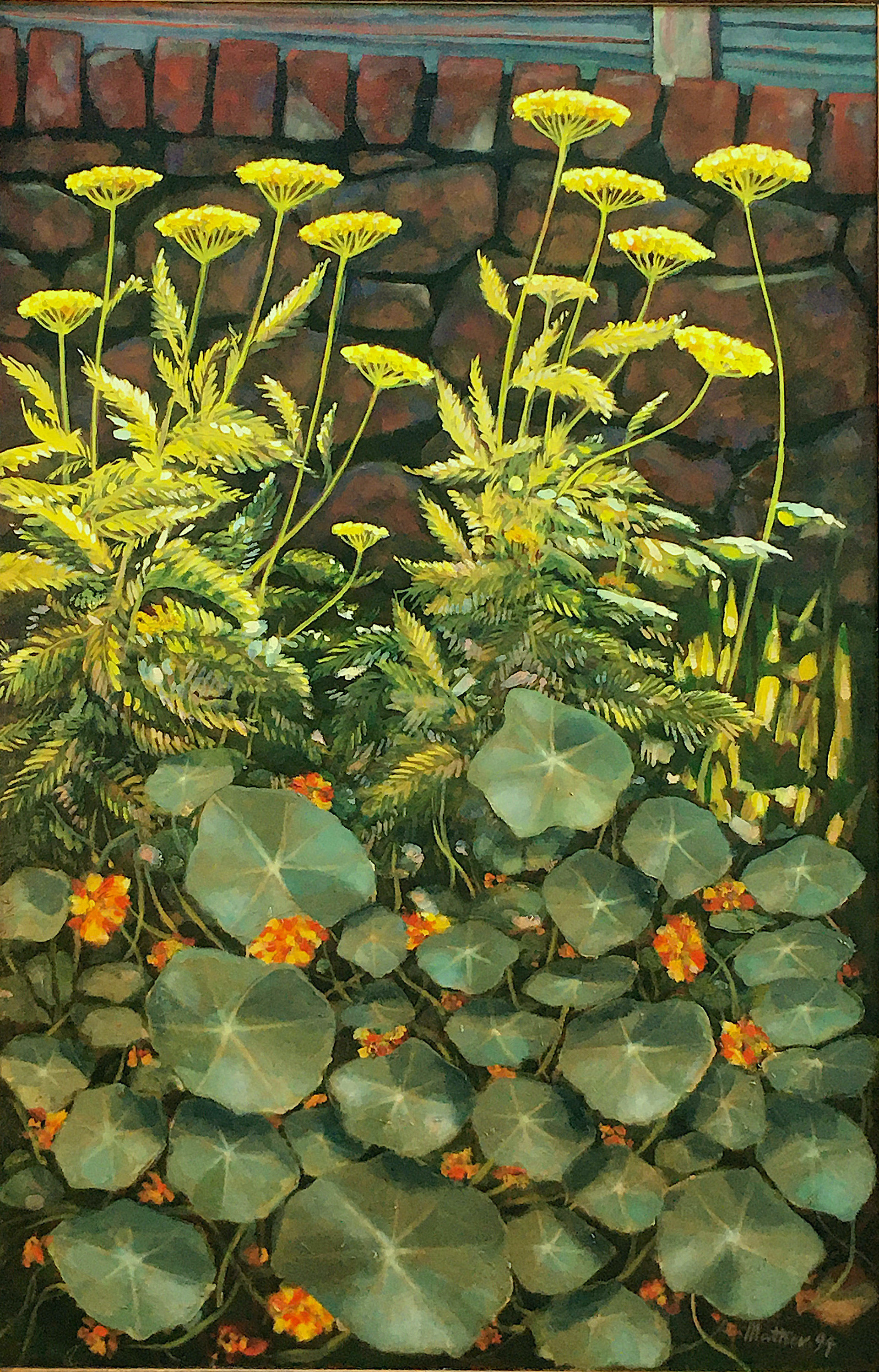 Achillia & Nasturtiums, oil in canvas