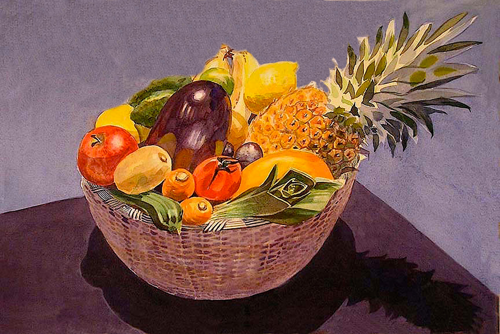 Fruit & veg, watercolour