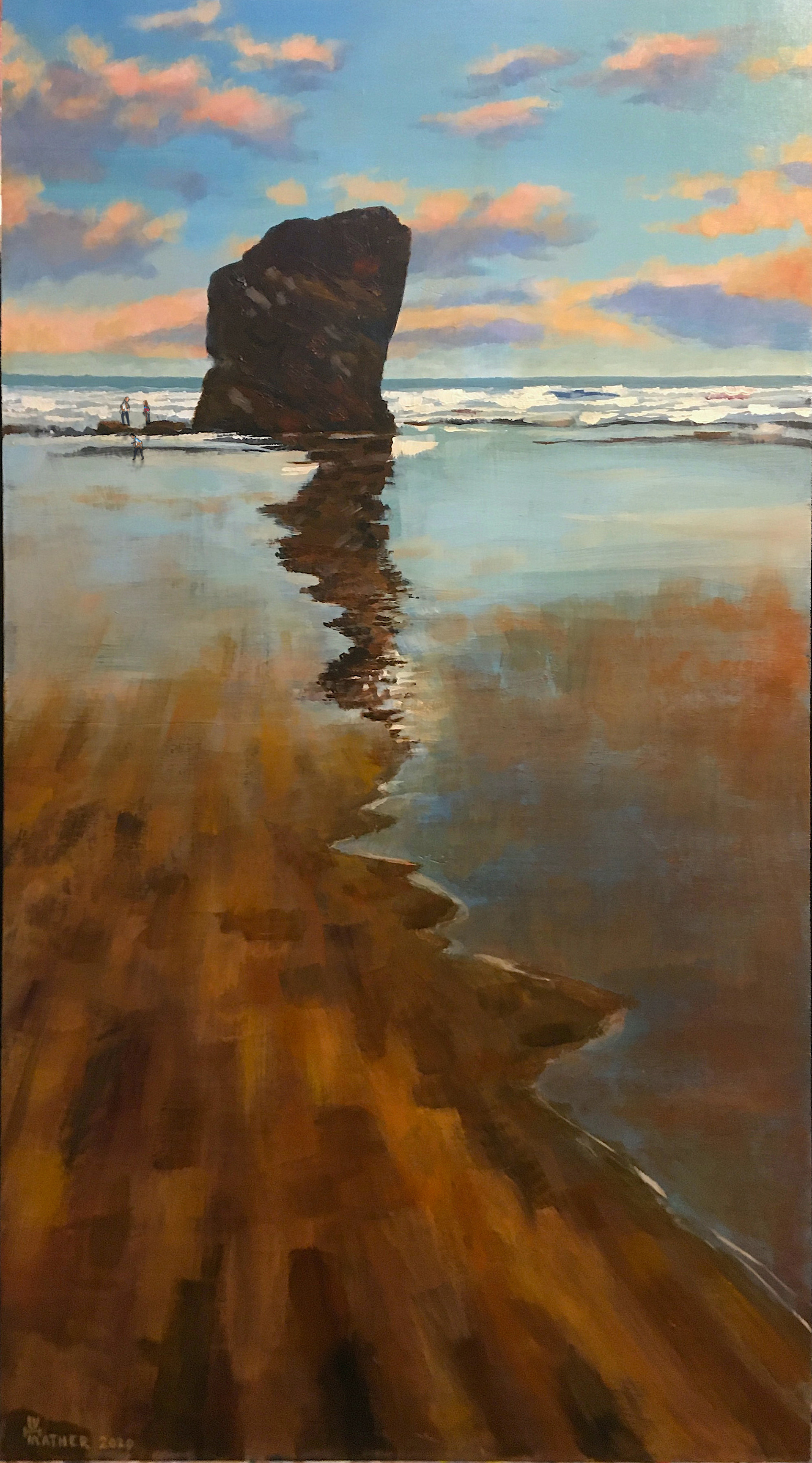 Bedruthan rock, oil on wood