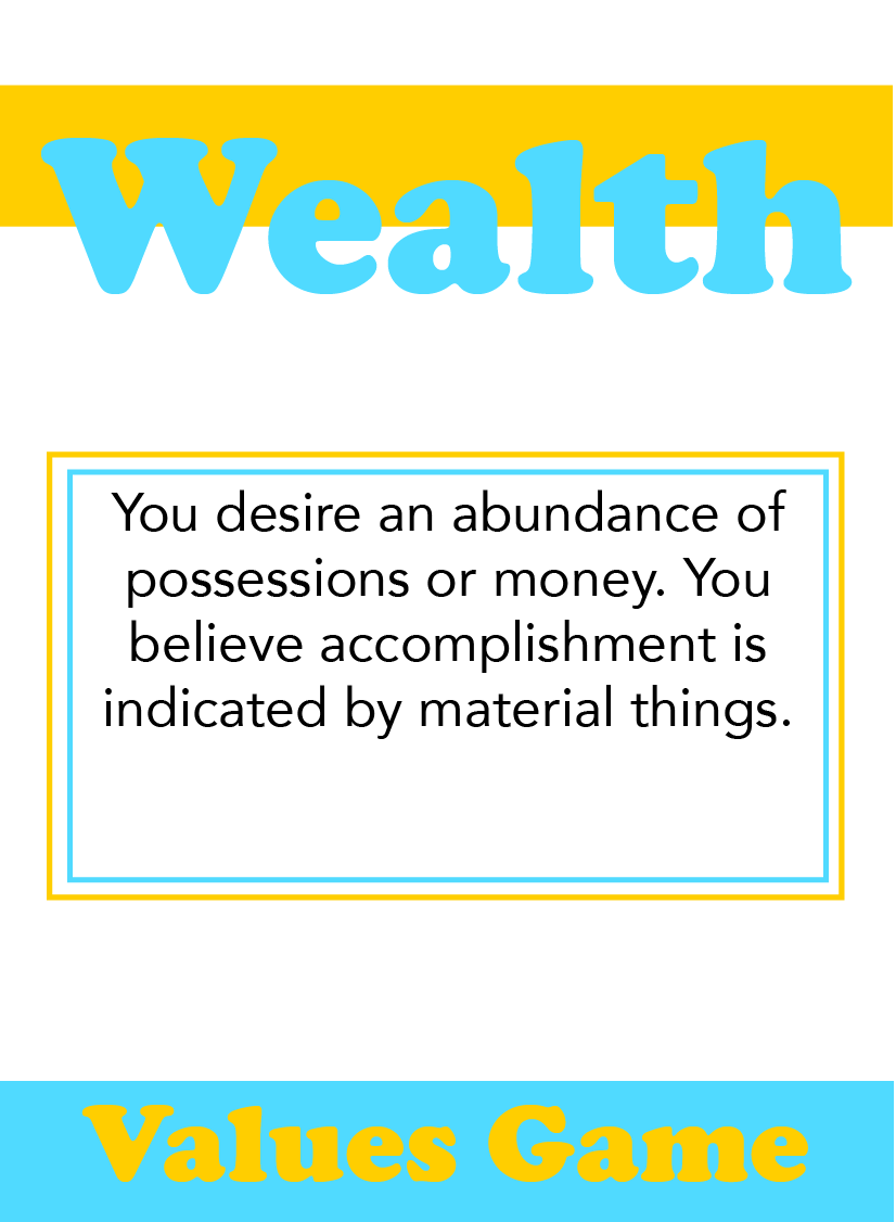 Values Game Wealth Card