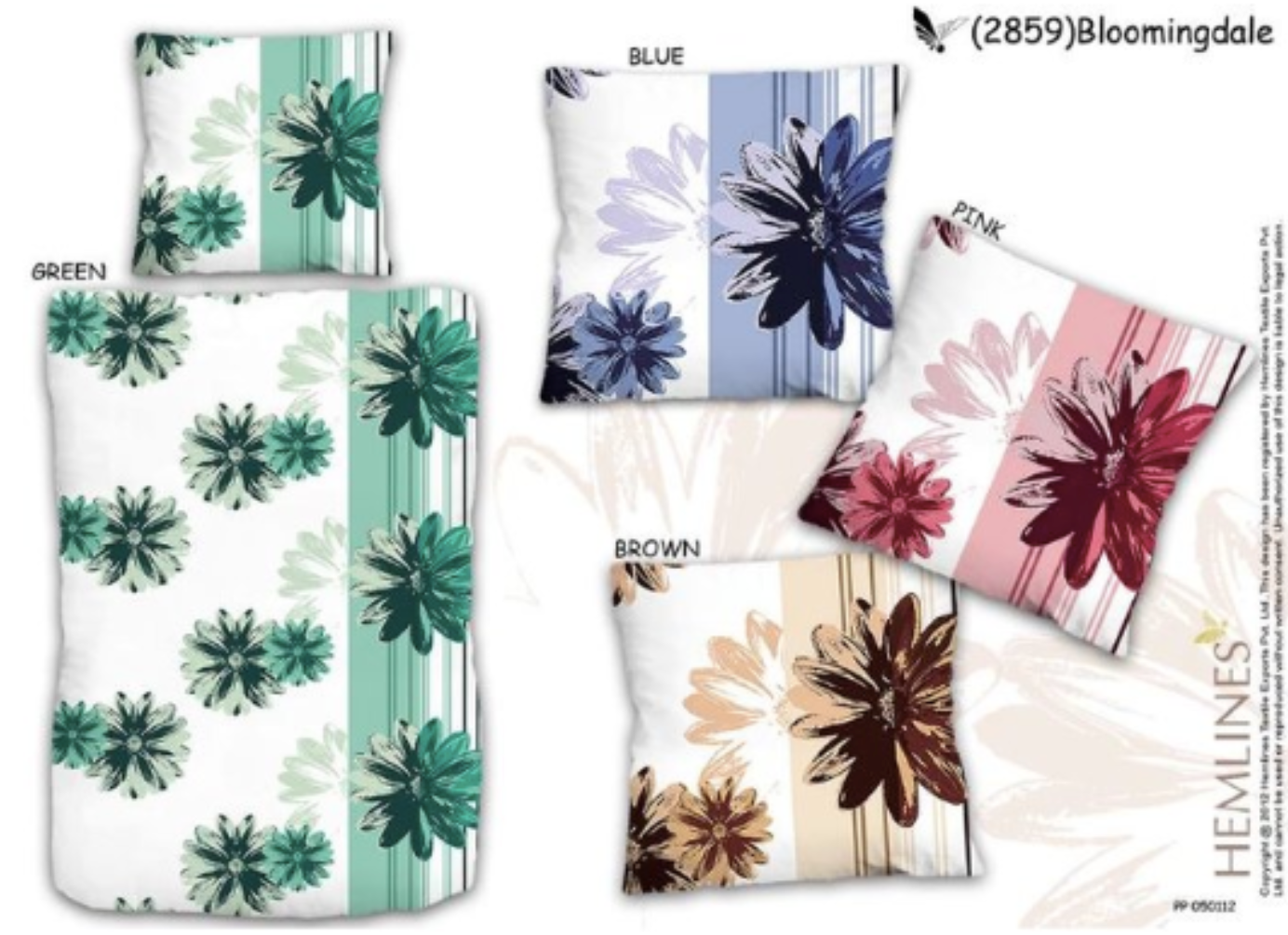 Bloomingdale Textile prints for Duvet-pillow ensembles designed for Hemlines