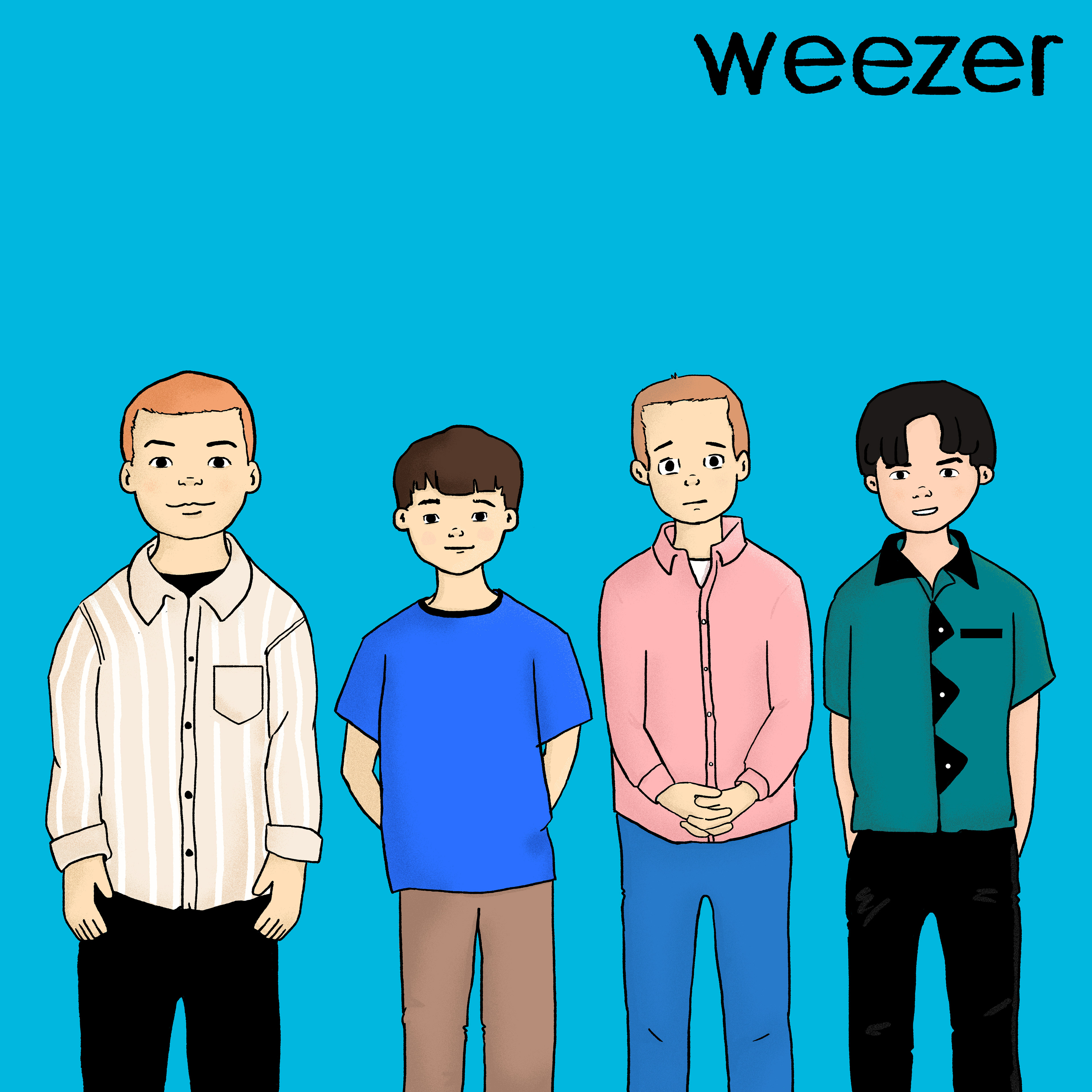 Illustration of the band Weezer created with Photoshop