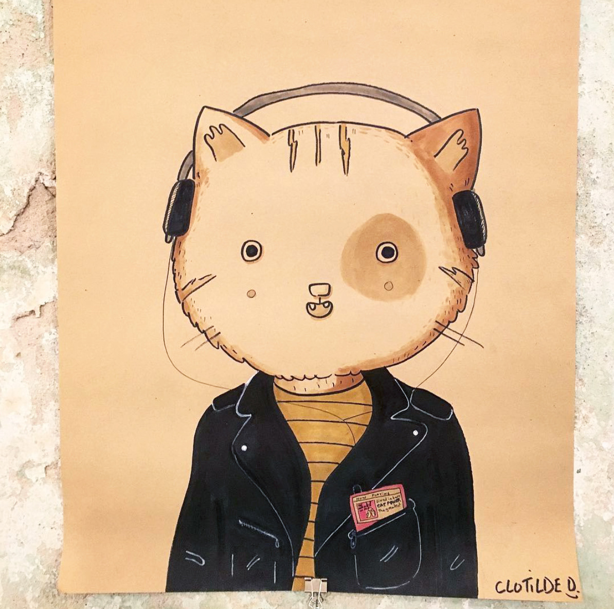 Illustration "Cat Power" made with Copic markers