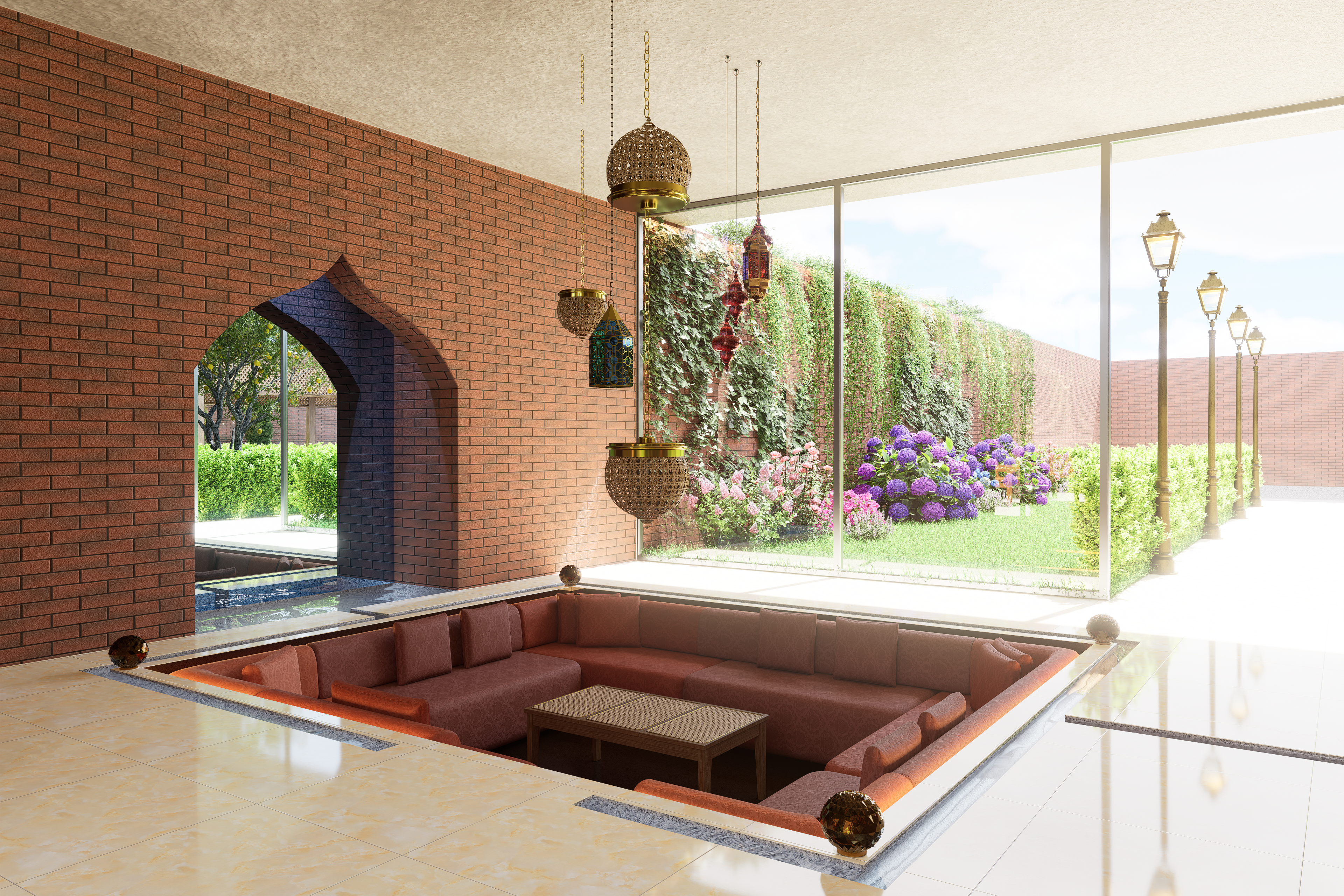 Lounge with Stepped Sofa / Garden 1 (Day)