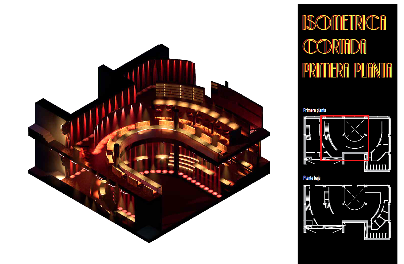 Isometric Section: Central Void and Dining Area (Second Floor)