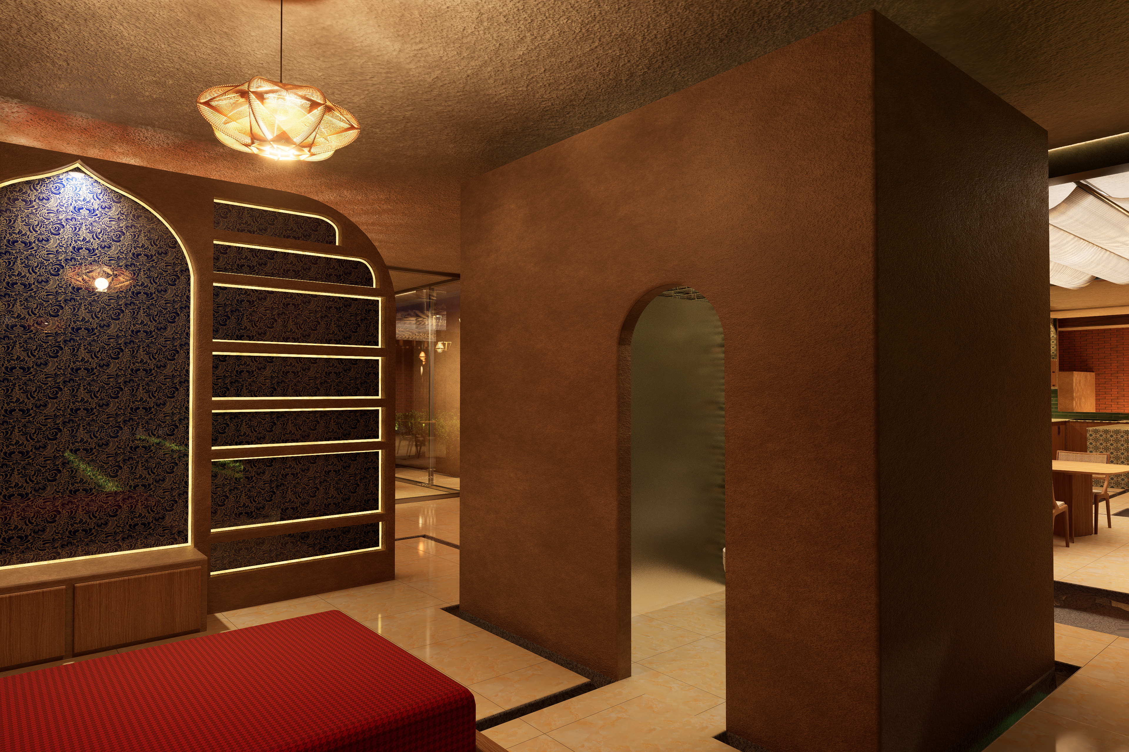 Guest bedroom and bathroom (Night)