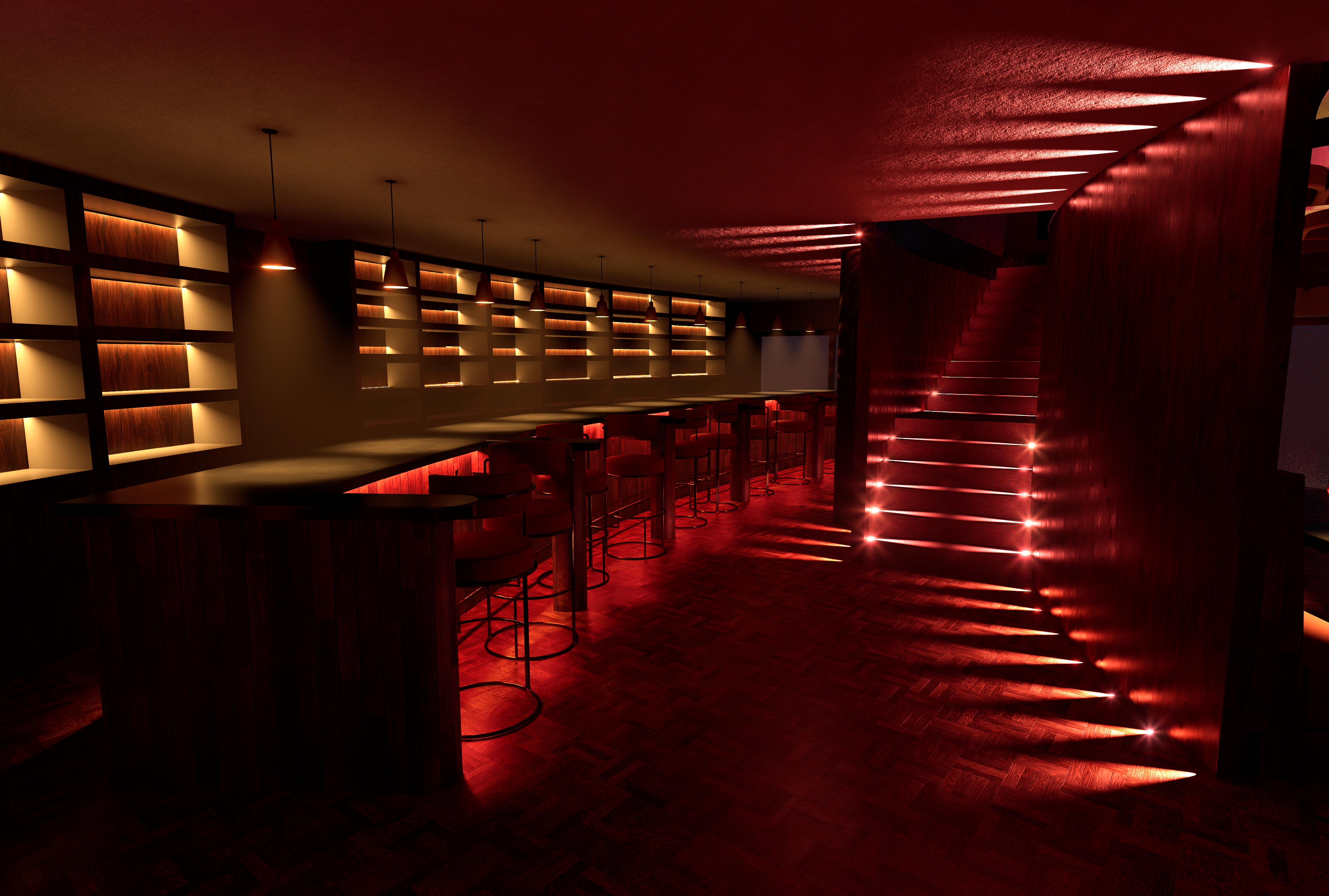 Cocktail bar and staircase (Ground Floor)
