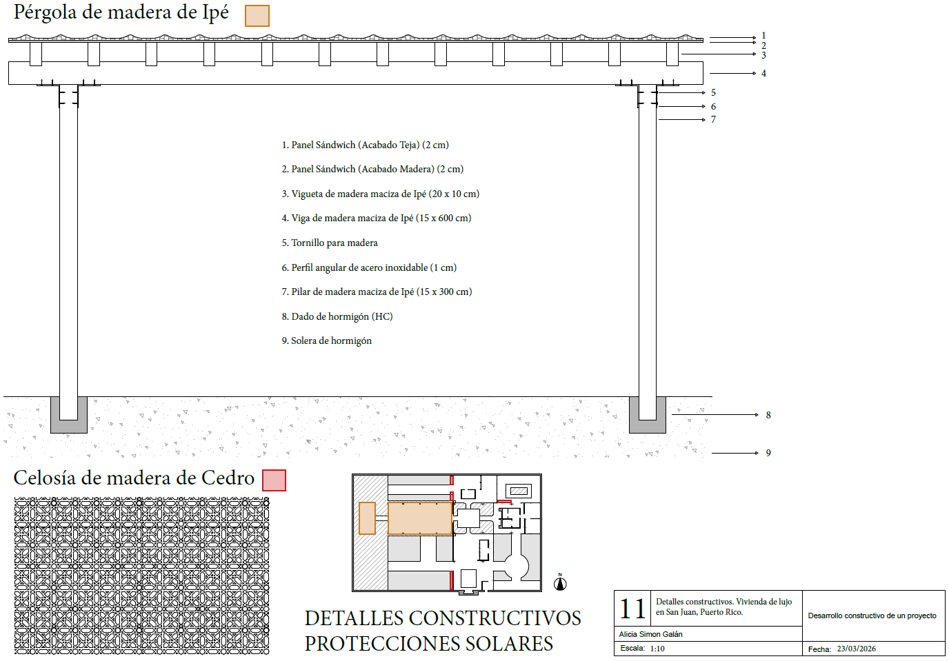 Construction detail: Canopy and latticework