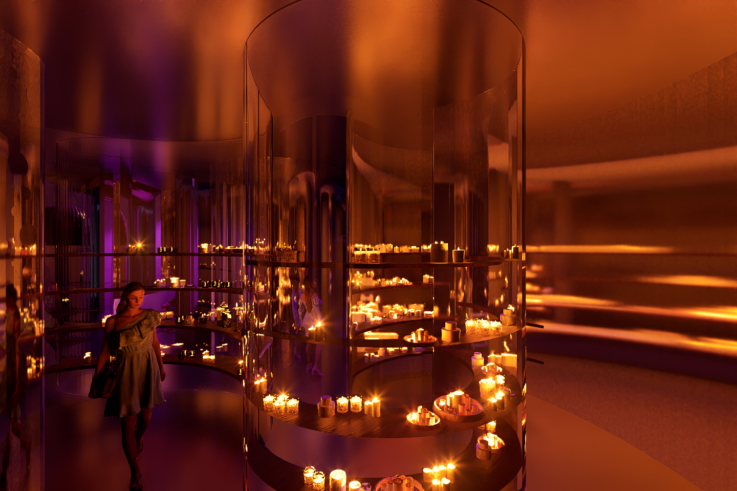 Non-Citrus Fruity and sweet scented candle hallway (Night)