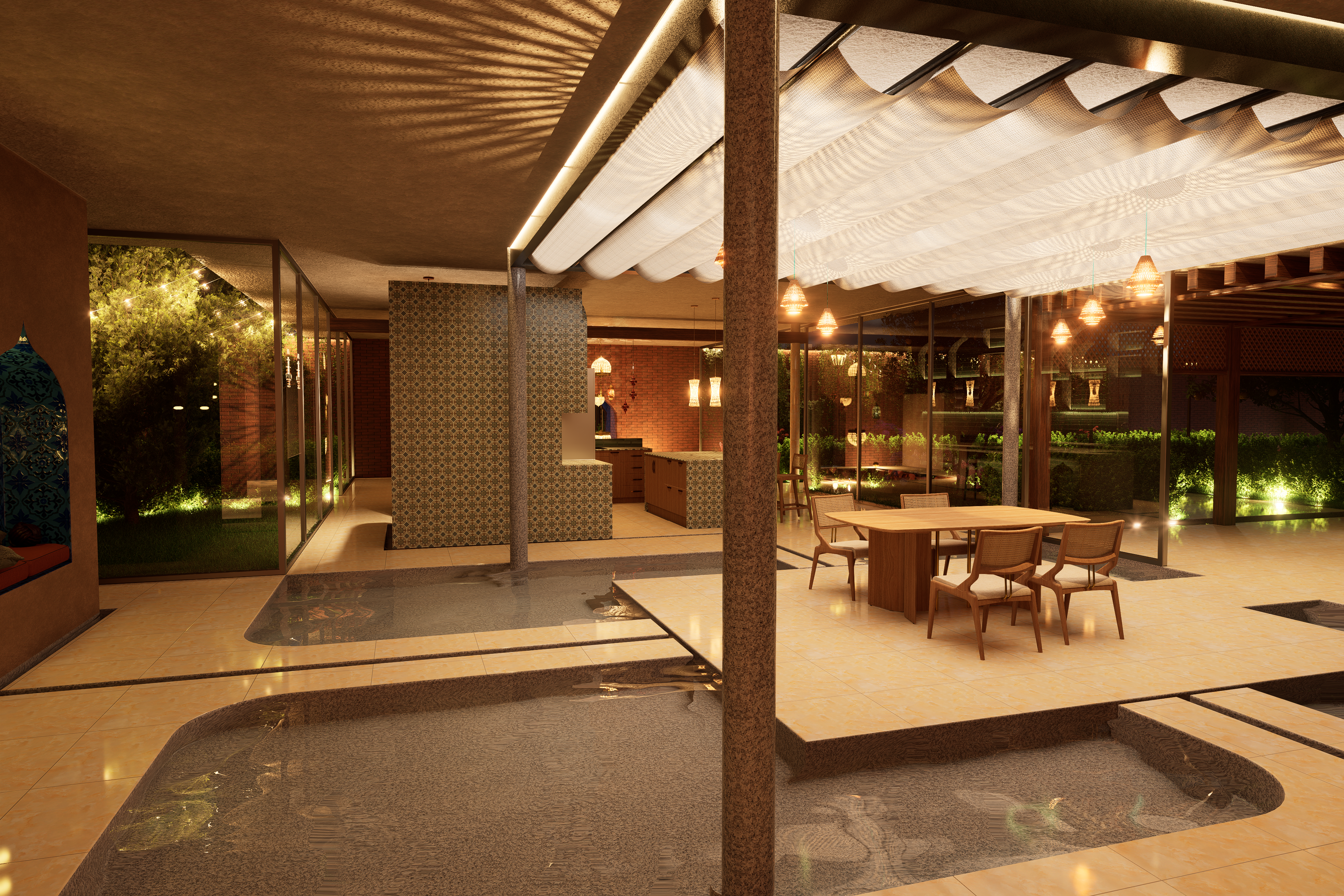 Dining area / Kitchen (Night)