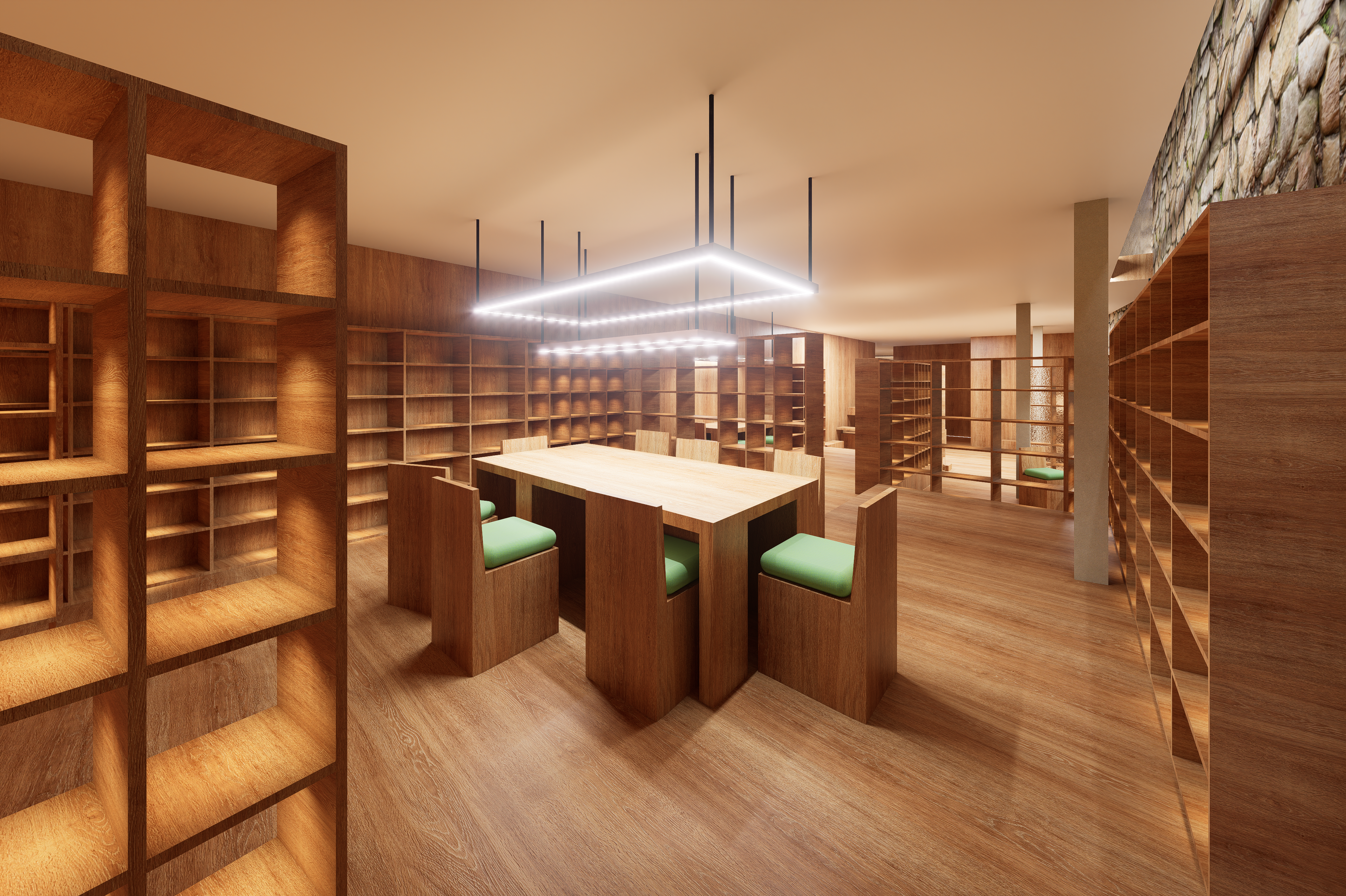 Library with Split-Level Flooring