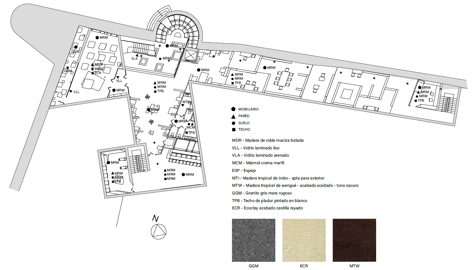 Material finish plan (Basement Floor)