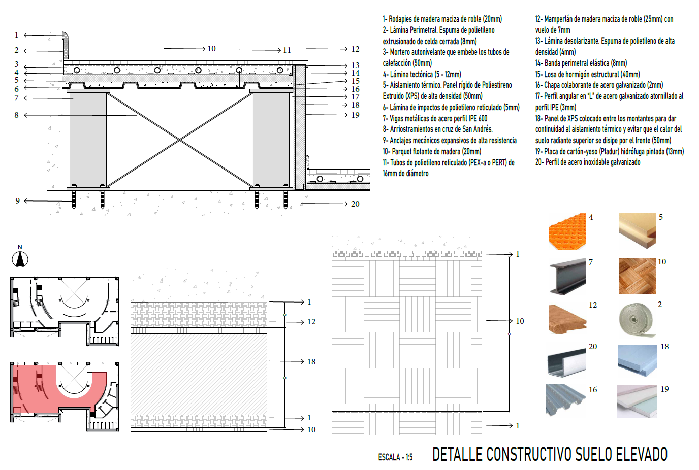Raised Floor with Underfloor Heating Construction Detail