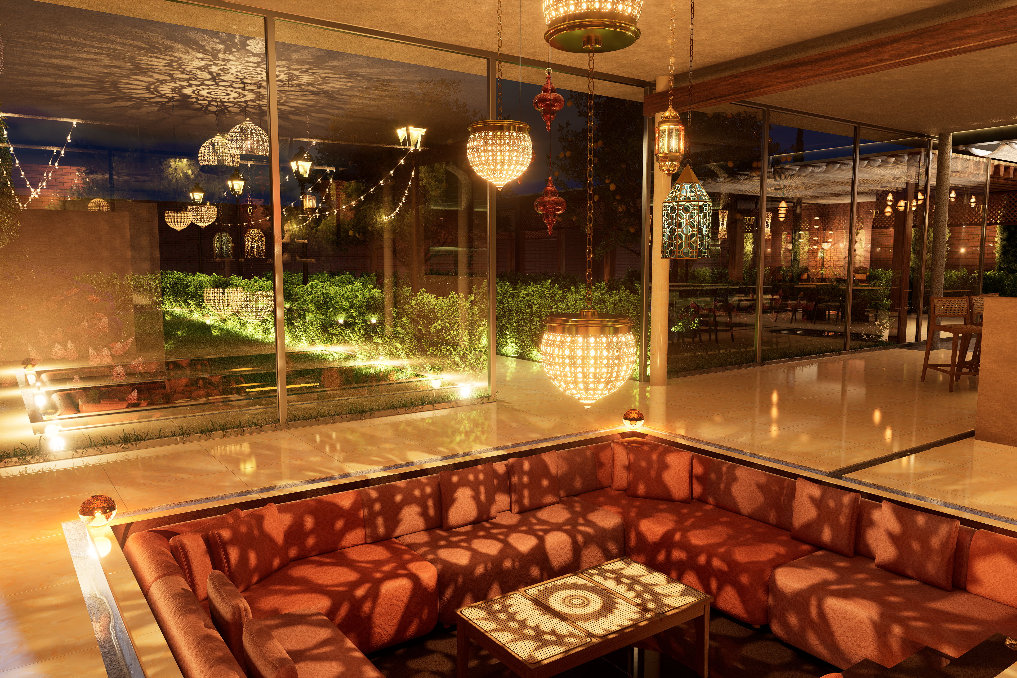 Lounge with Stepped Sofa (Night)