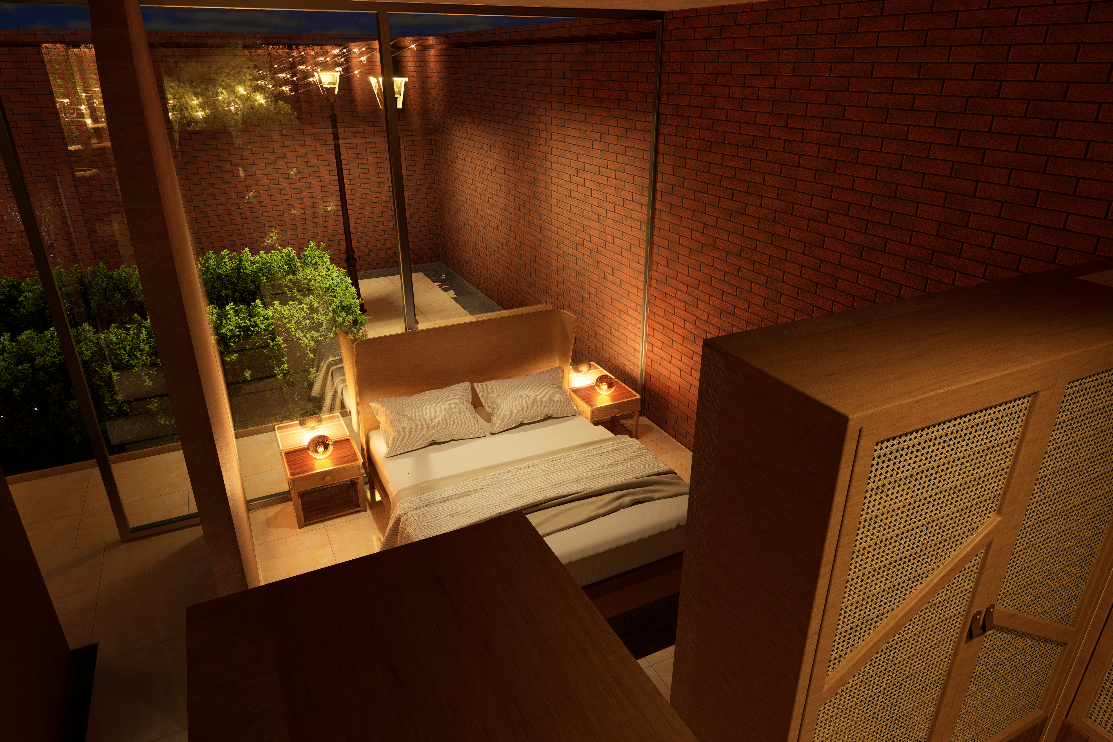 Bedroom and walk-in closet (Night)
