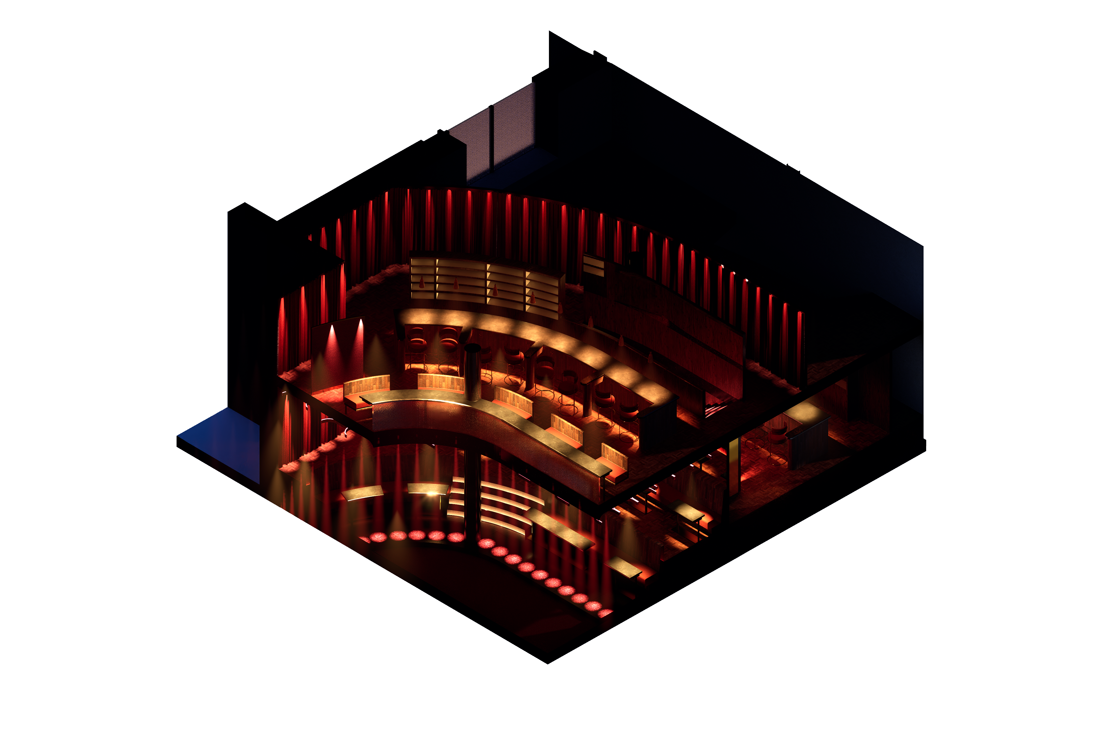 Isometric Section: Dining Area and Cocktail Bar