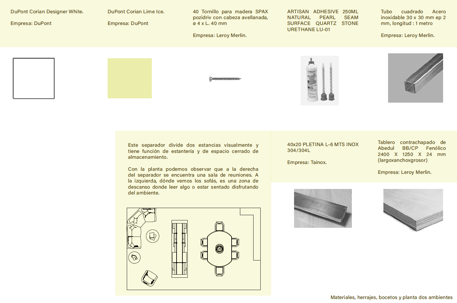 Materiality, Joinery Hardware, Sketches and Dual-Space Layout
